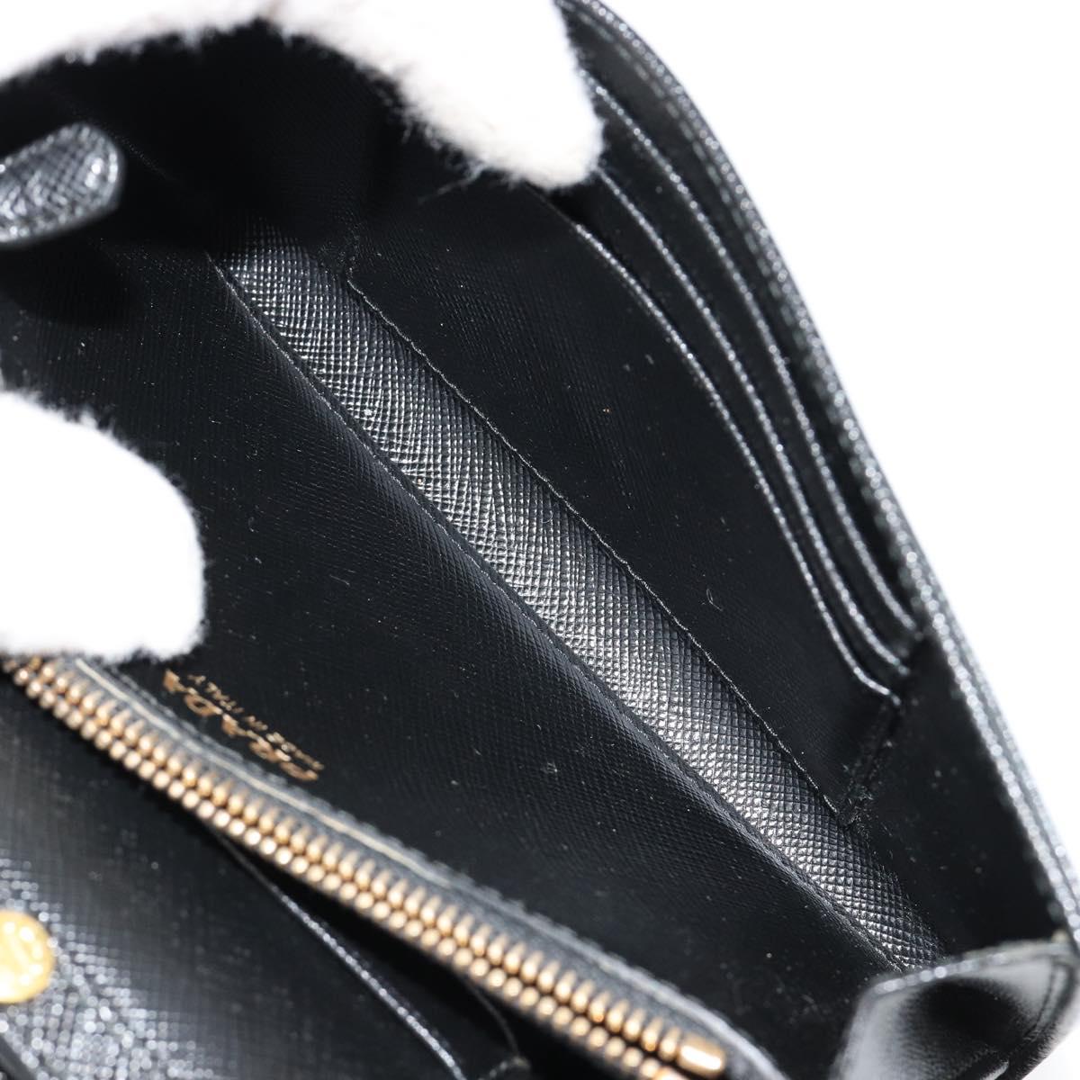 PRADA Shoulder Bag Safiano leather Black Gold Auth 182224V