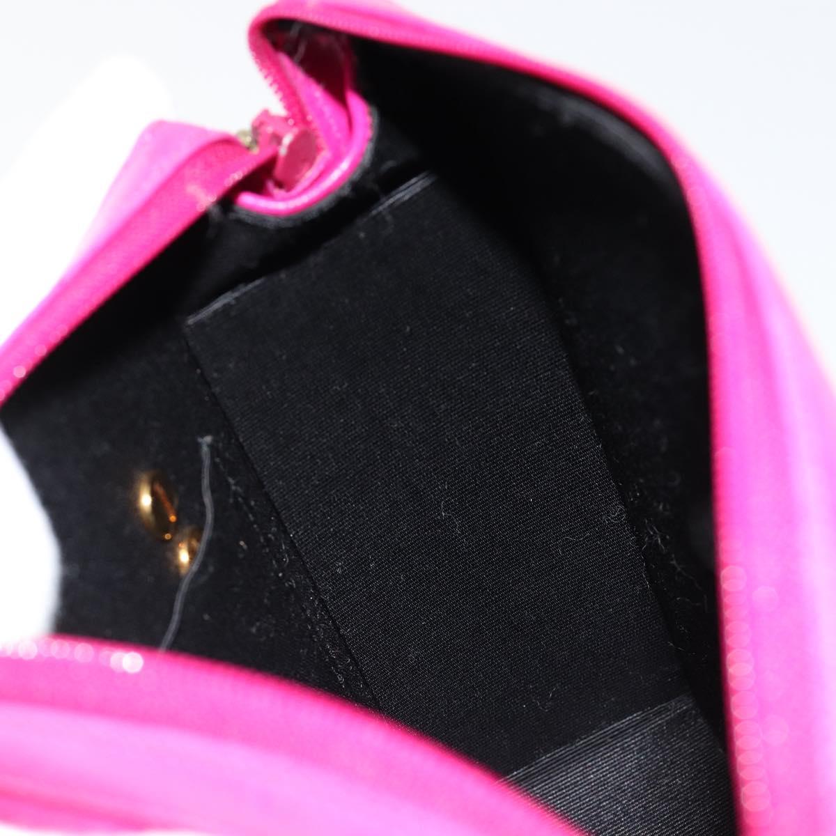 Christian Dior Chain Shoulder Bag Leather Pink Gold Auth 182225A