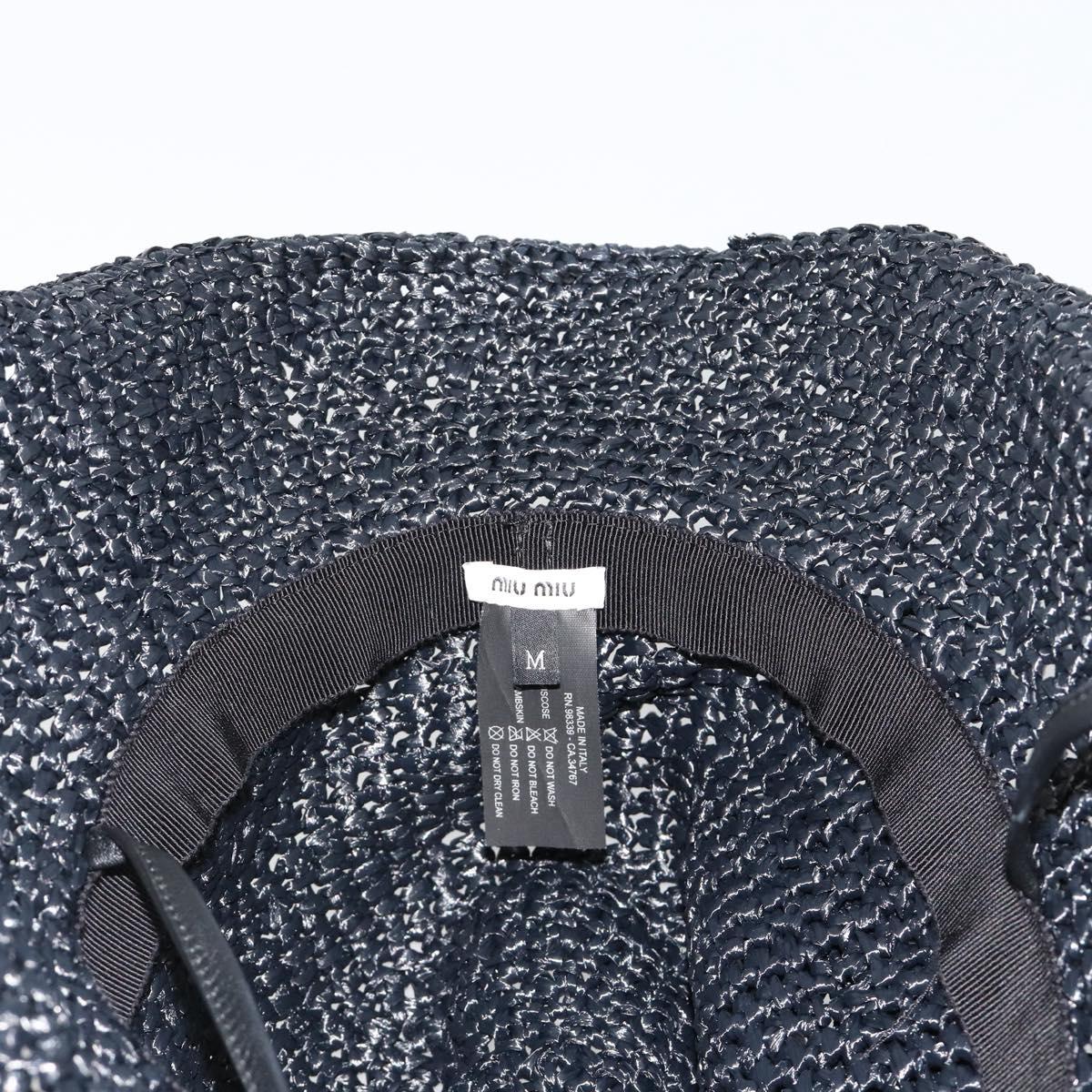 Miu Miu Hat Raffia M Black Auth 182226A