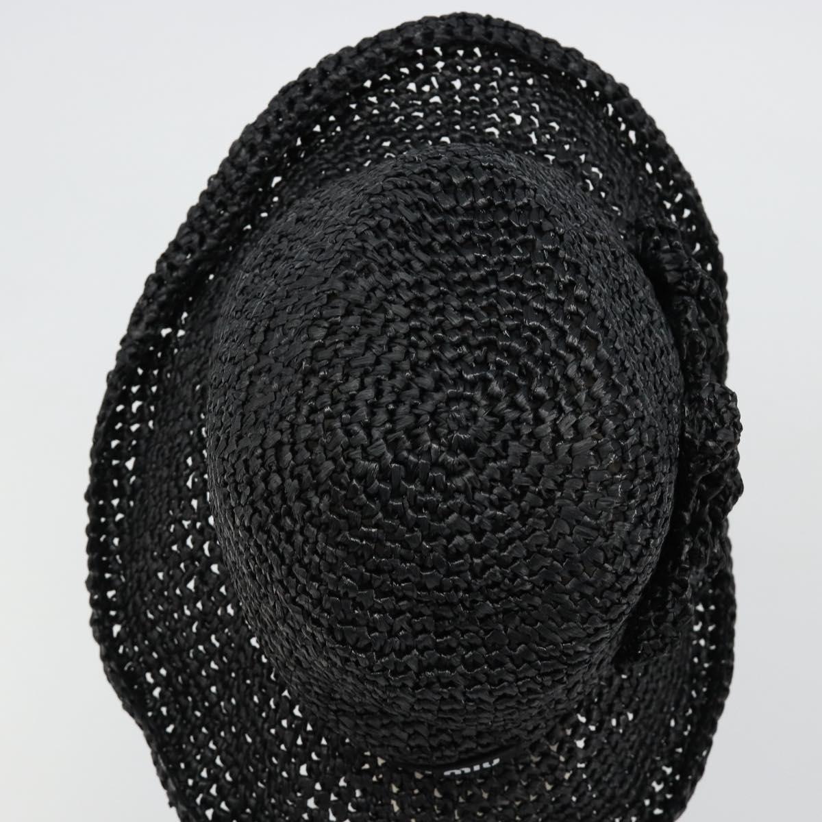 Miu Miu Hat Raffia M Black Auth 182226A