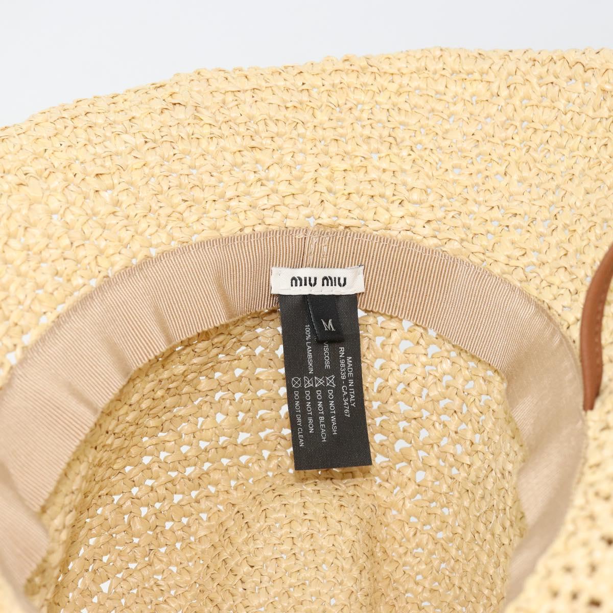 Miu Miu Hat Raffia M Beige Auth 182227A