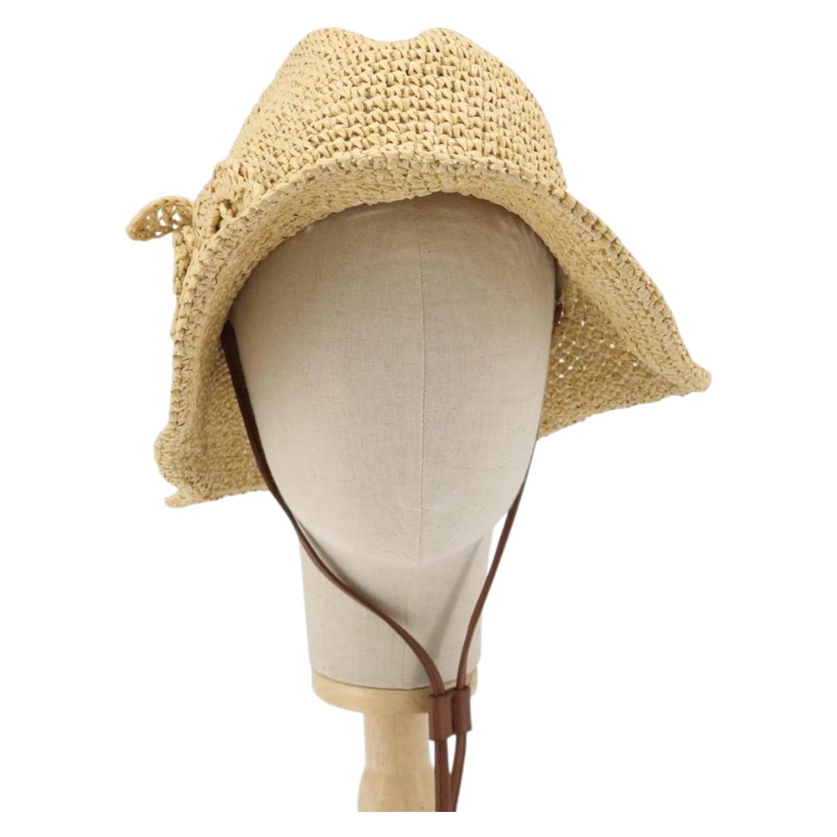 Miu Miu Hat Raffia M Beige Auth 182227A