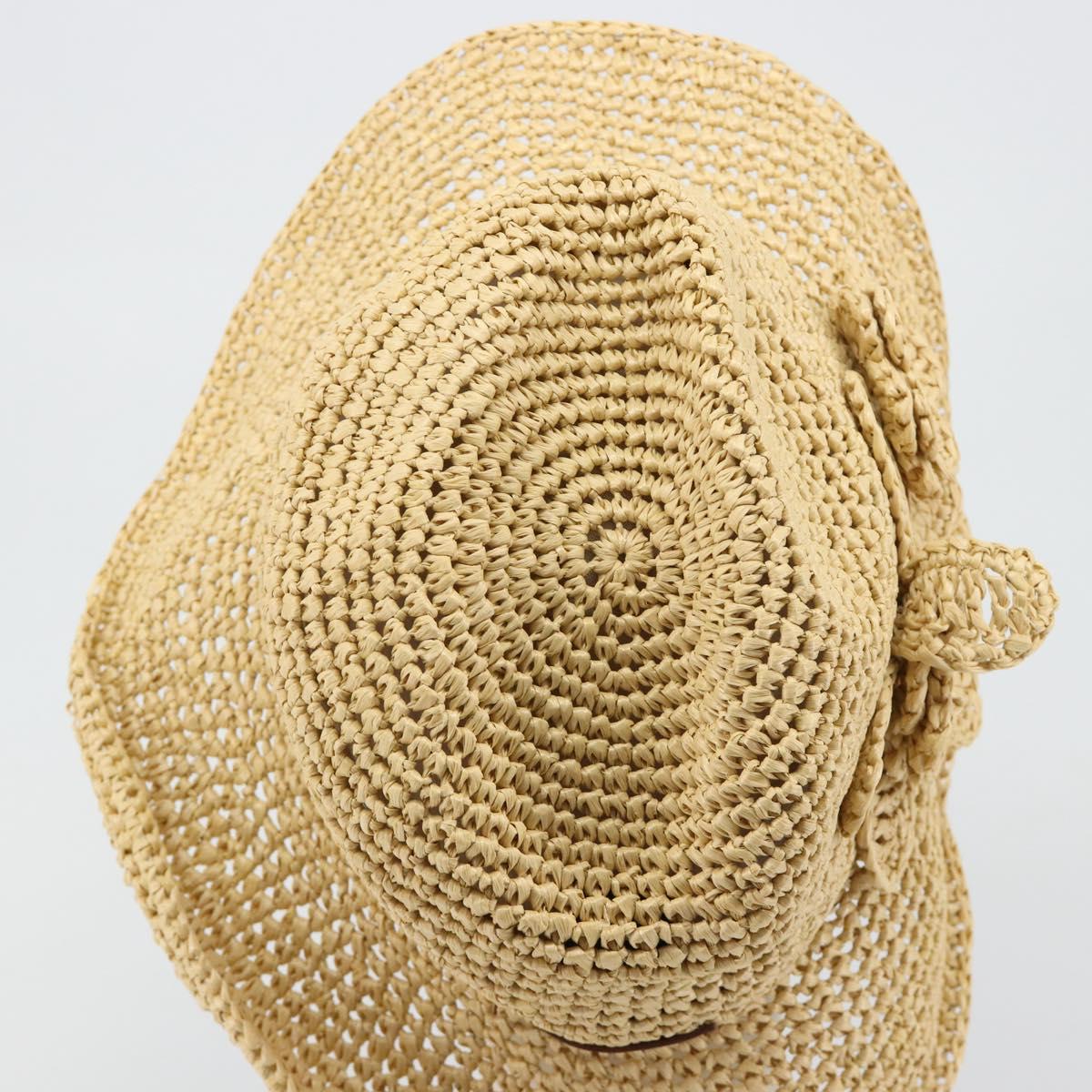 Miu Miu Hat Raffia M Beige Auth 182227A