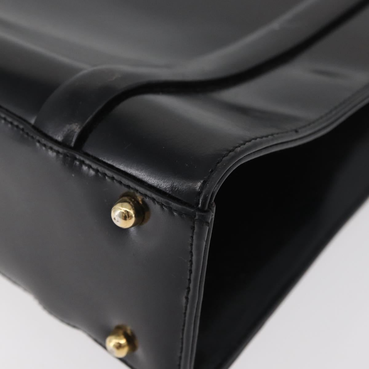 GUCCI Tote Bag Leather Black Gold Auth 182228