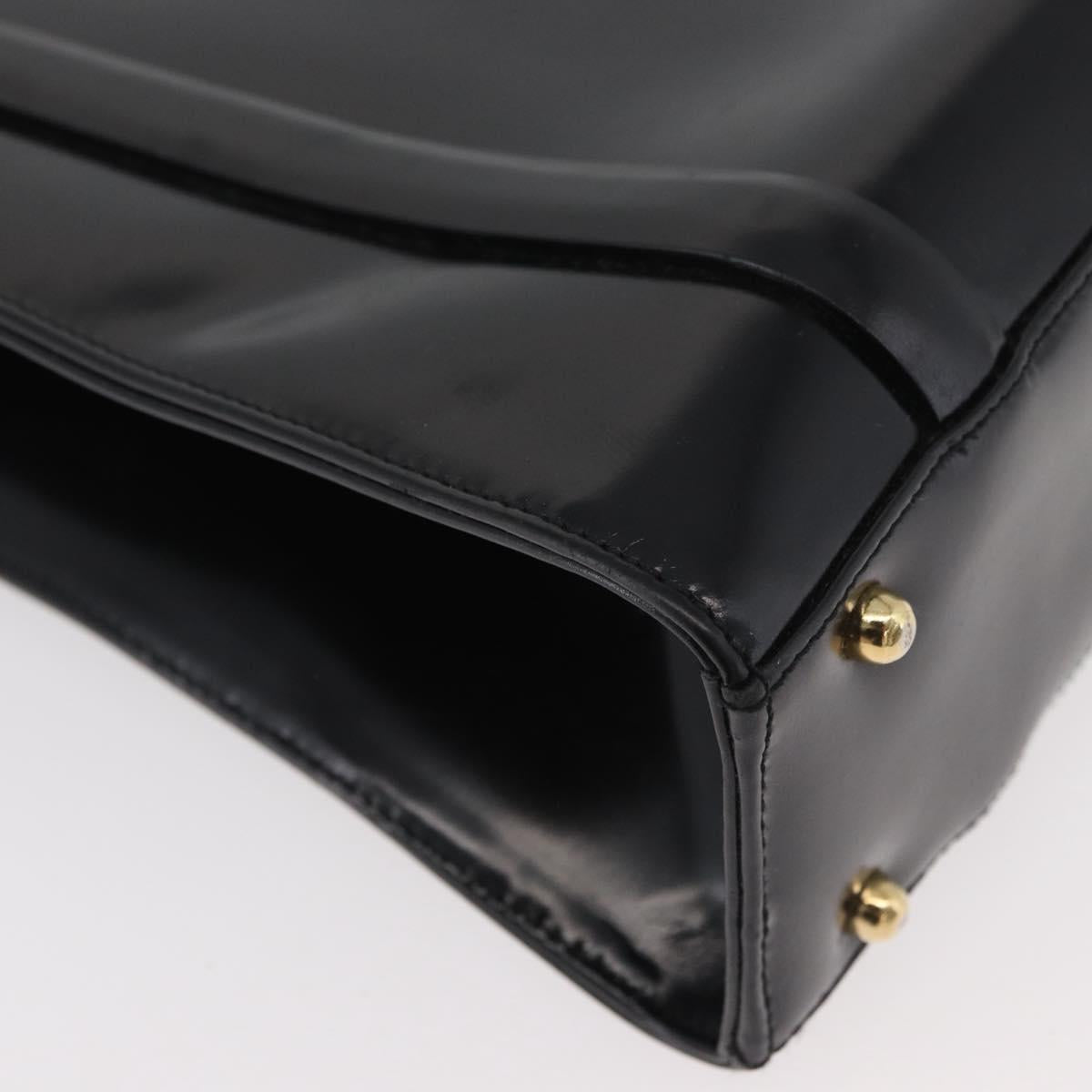 GUCCI Tote Bag Leather Black Gold Auth 182228