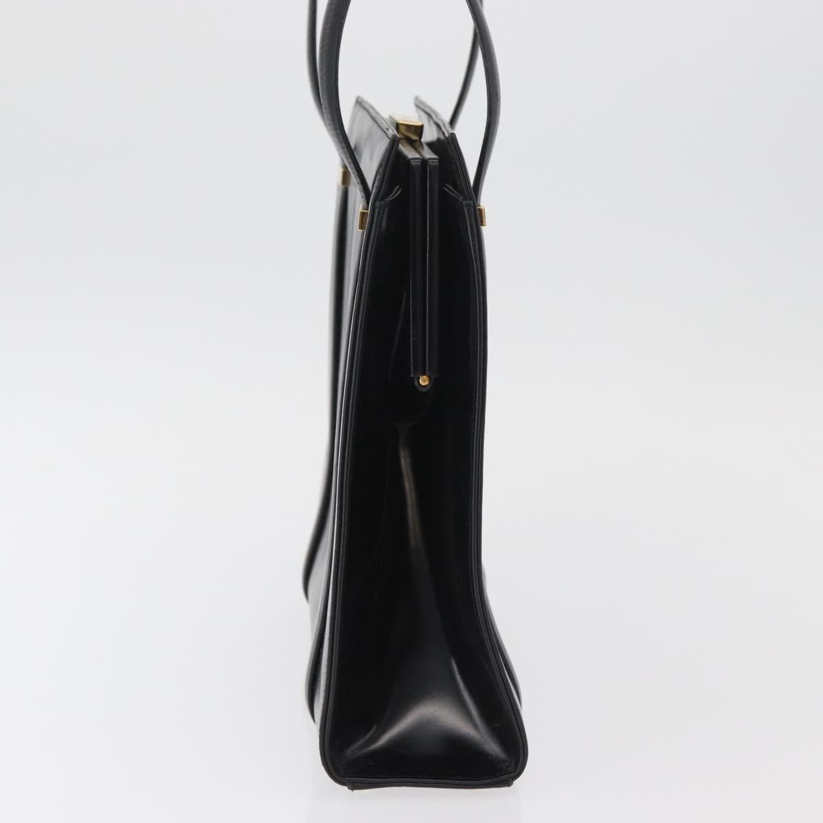 GUCCI Tote Bag Leather Black Gold Auth 182228