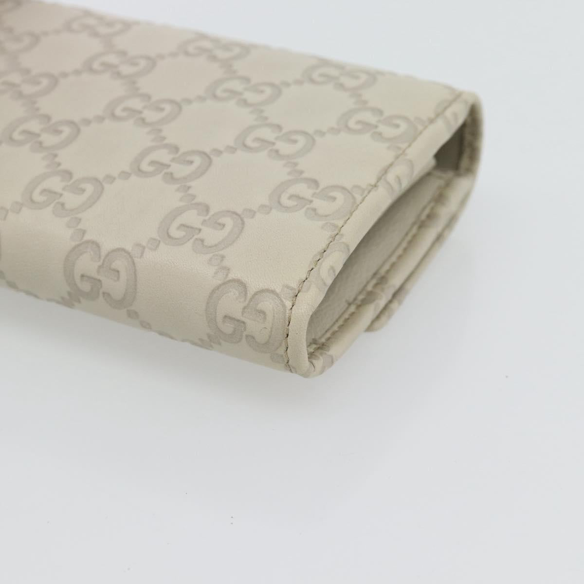 GUCCI GG Canvas Guccissima Lovely Heart Wallet Leather Ivory 251861 Auth 182242V