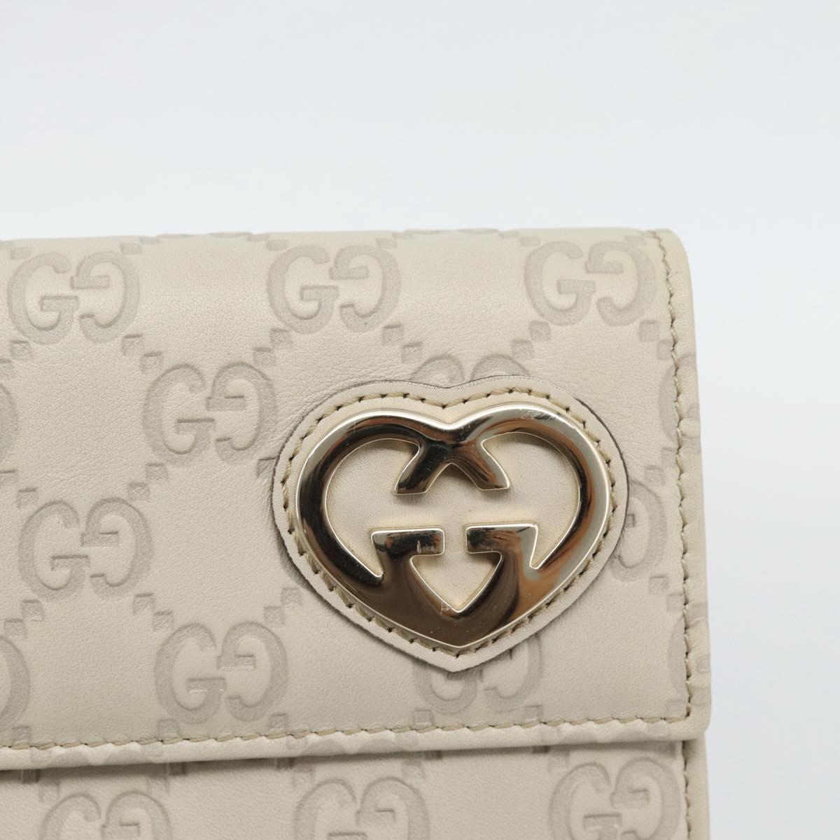 GUCCI GG Canvas Guccissima Lovely Heart Wallet Leather Ivory 251861 Auth 182242V