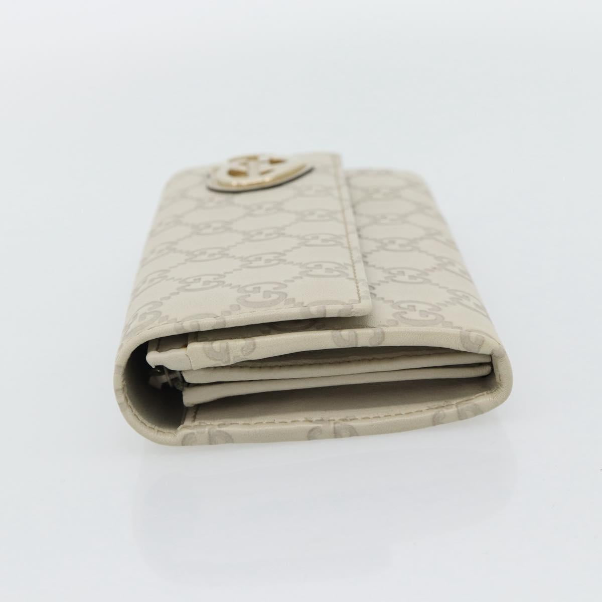 GUCCI GG Canvas Guccissima Lovely Heart Wallet Leather Ivory 251861 Auth 182242V