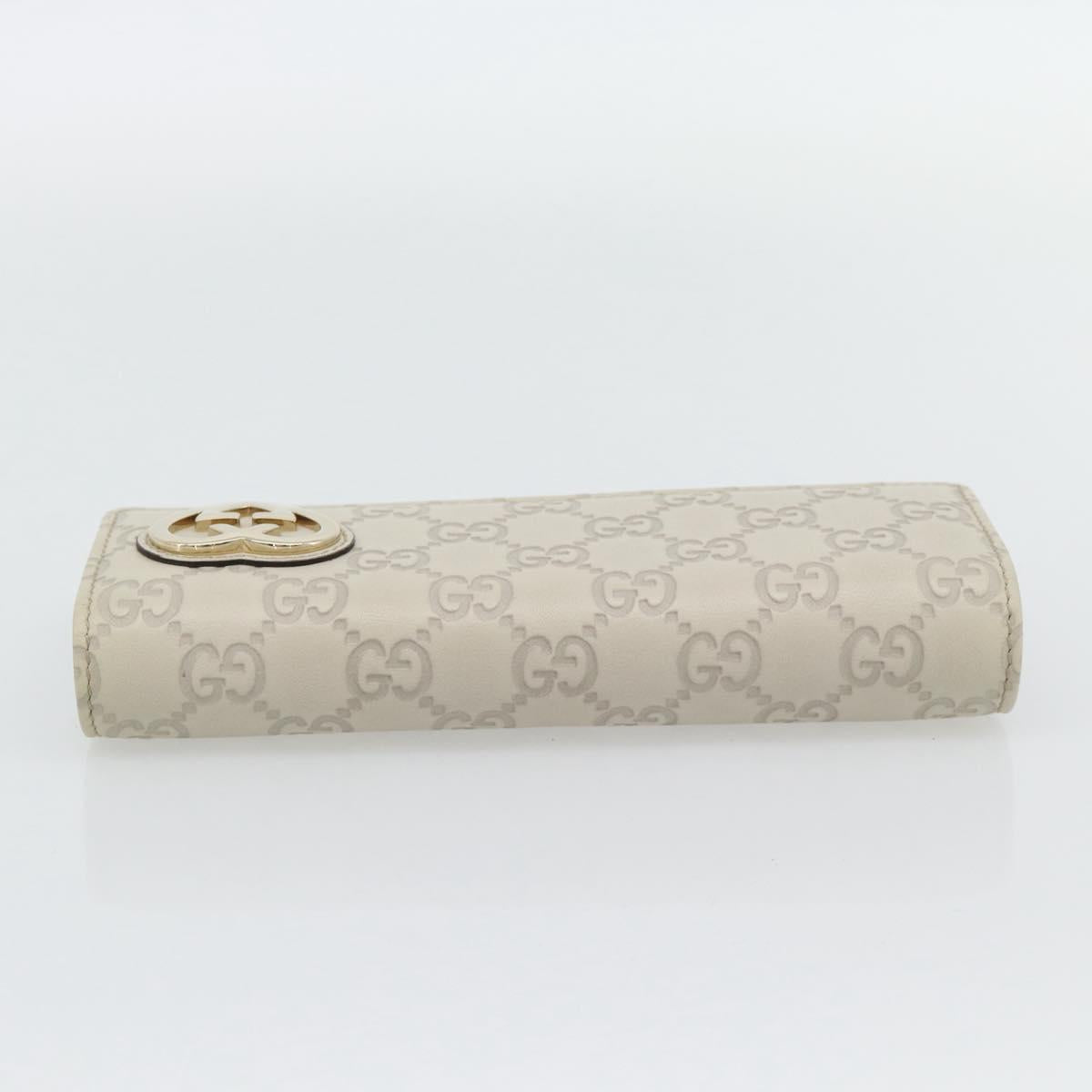 GUCCI GG Canvas Guccissima Lovely Heart Wallet Leather Ivory 251861 Auth 182242V
