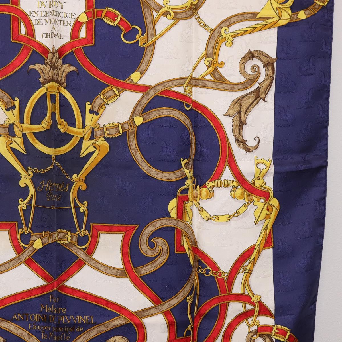 HERMES Carre 90 Scarf ""L'INSTRVCTION DV ROY"" Silk Navy Auth 182258