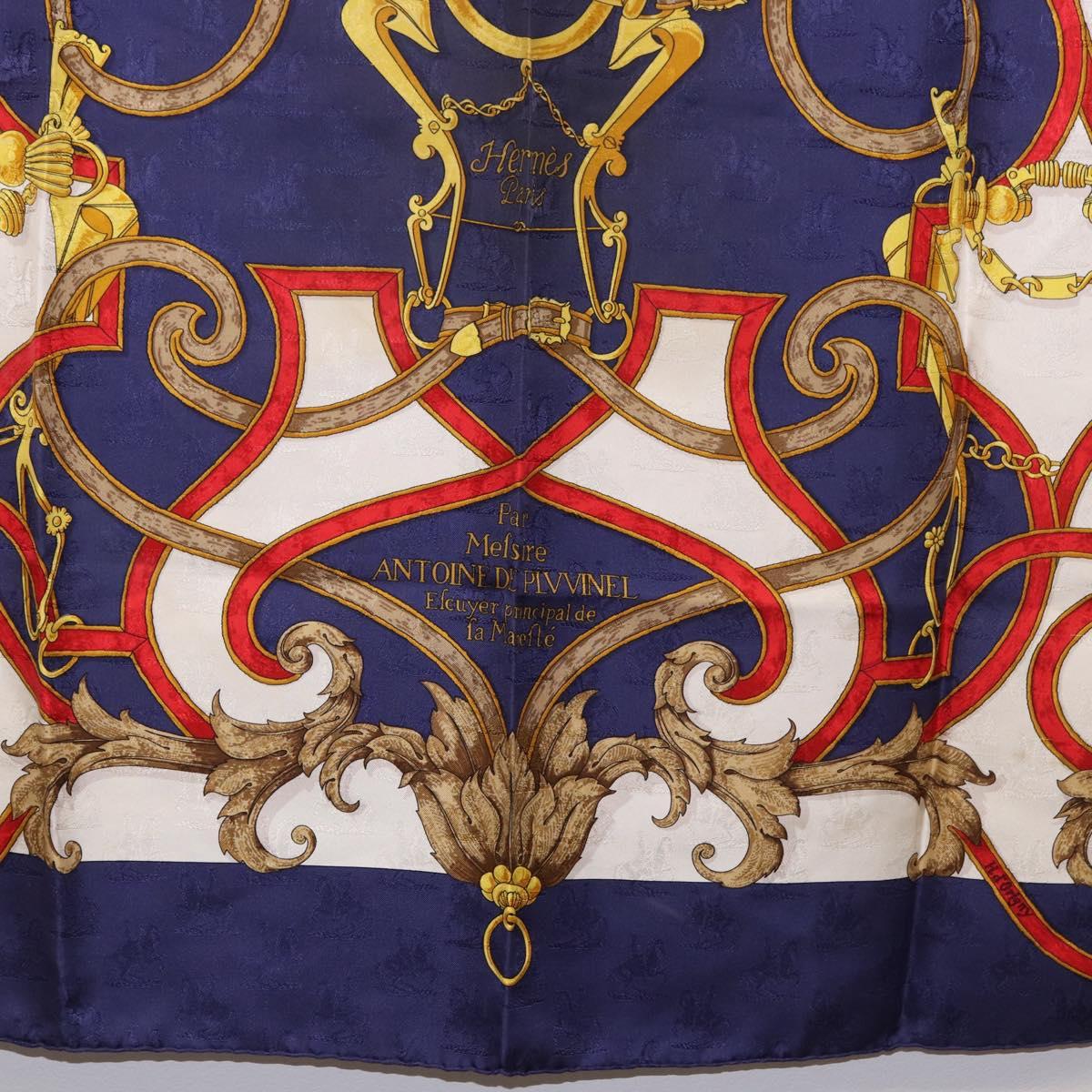 HERMES Carre 90 Scarf ""L'INSTRVCTION DV ROY"" Silk Navy Auth 182258