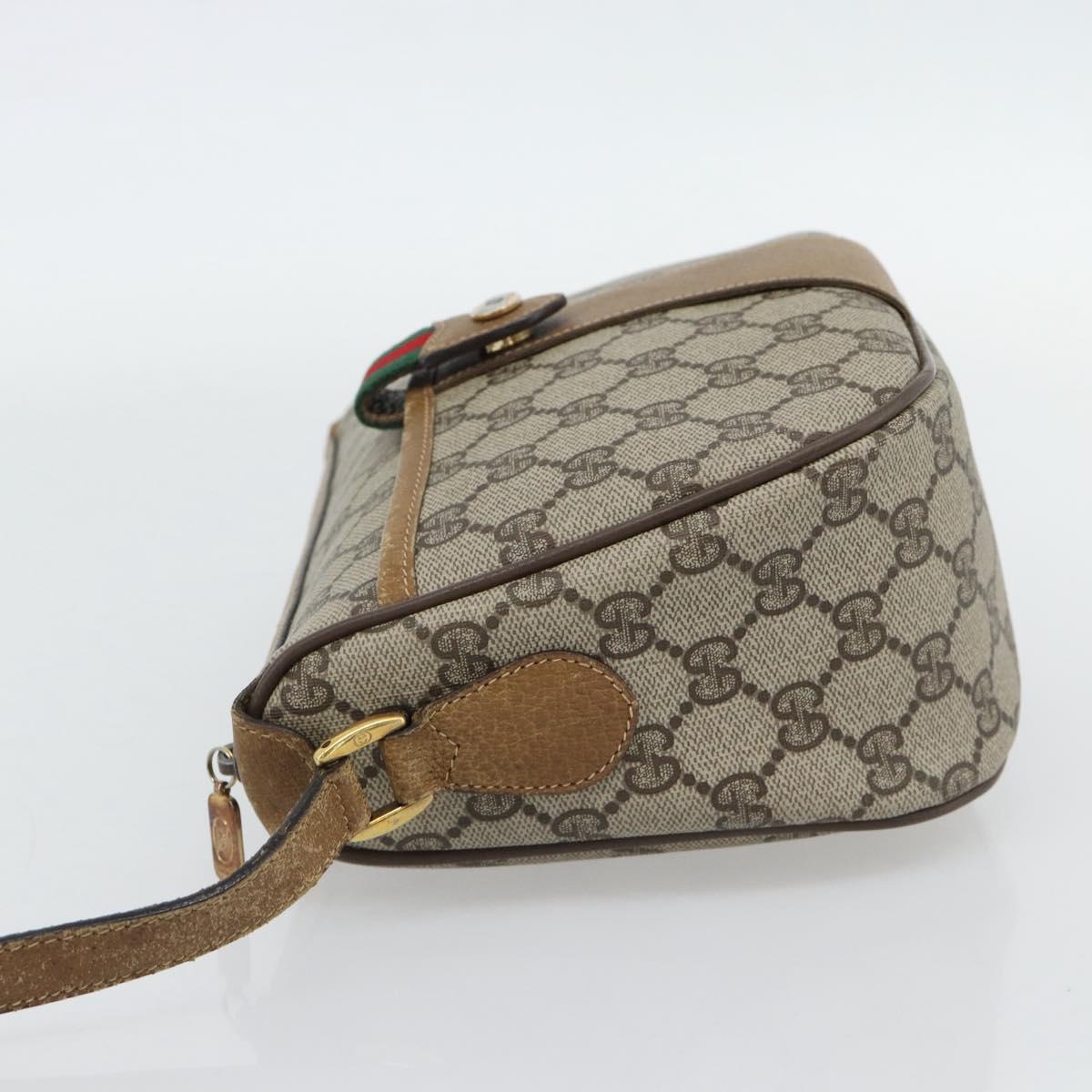 GUCCI GG Supreme Web Sherry Line Bag PVC Beige Gold 89 02 032 Auth 182261