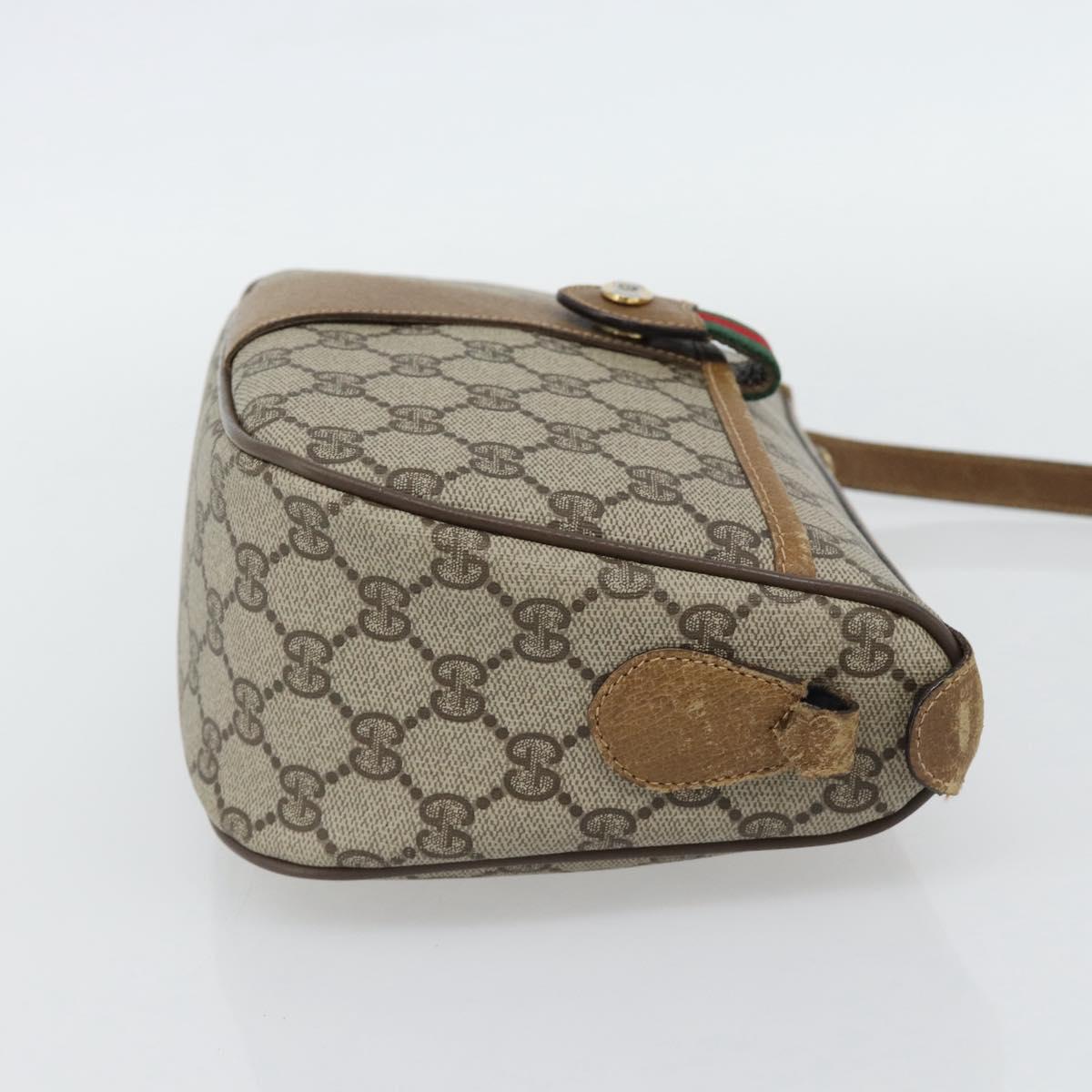 GUCCI GG Supreme Web Sherry Line Bag PVC Beige Gold 89 02 032 Auth 182261