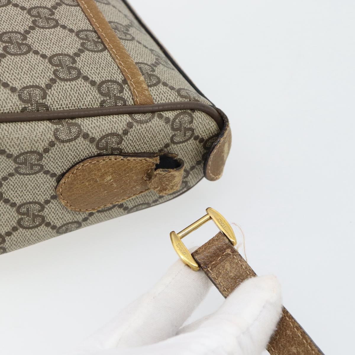 GUCCI GG Supreme Web Sherry Line Bag PVC Beige Gold 89 02 032 Auth 182261