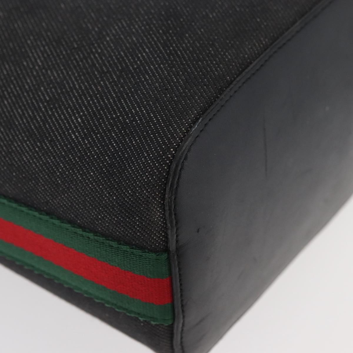 GUCCI Web Sherry Line Shoulder Bag Canvas Black Silver 01234 002058 Auth 182262