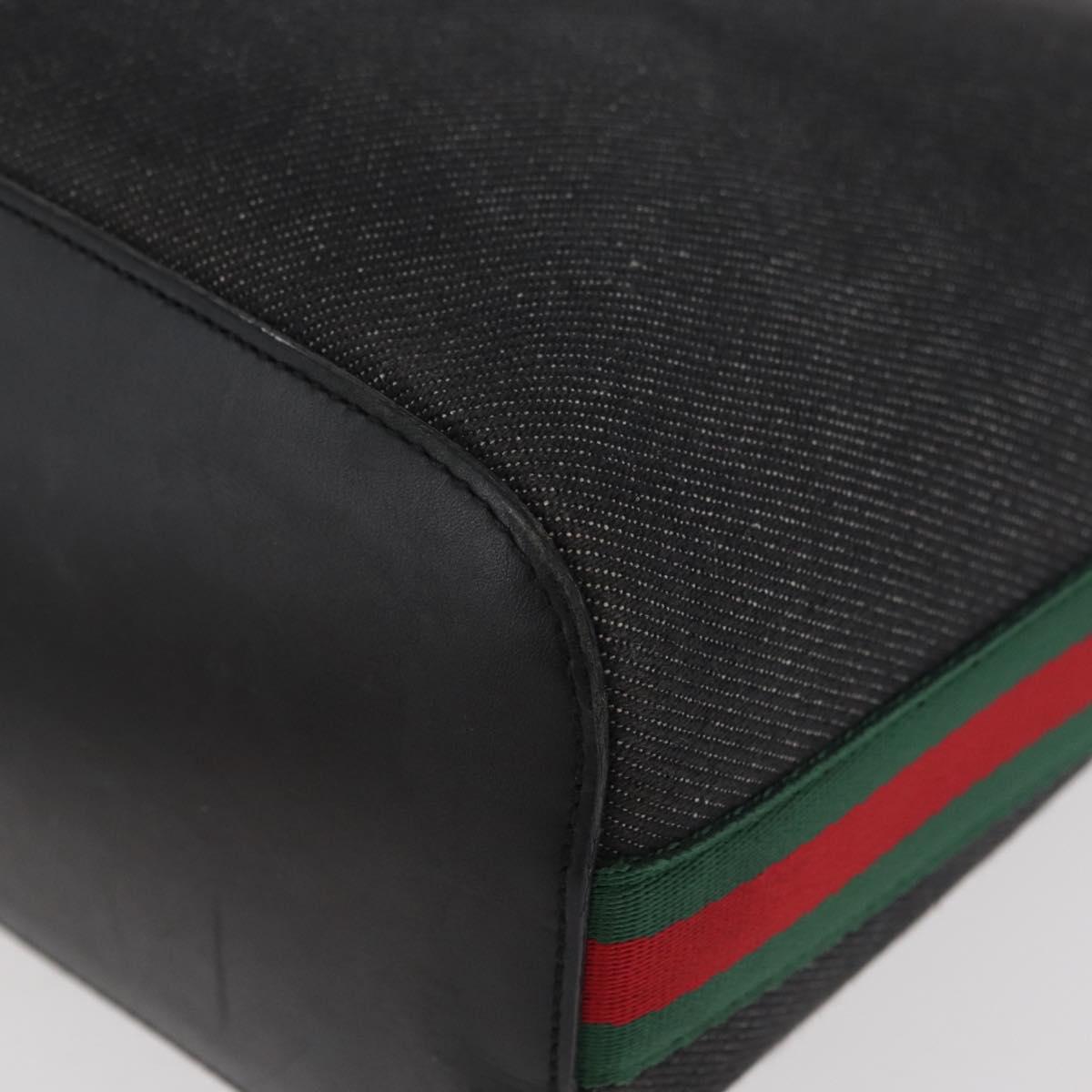GUCCI Web Sherry Line Shoulder Bag Canvas Black Silver 01234 002058 Auth 182262