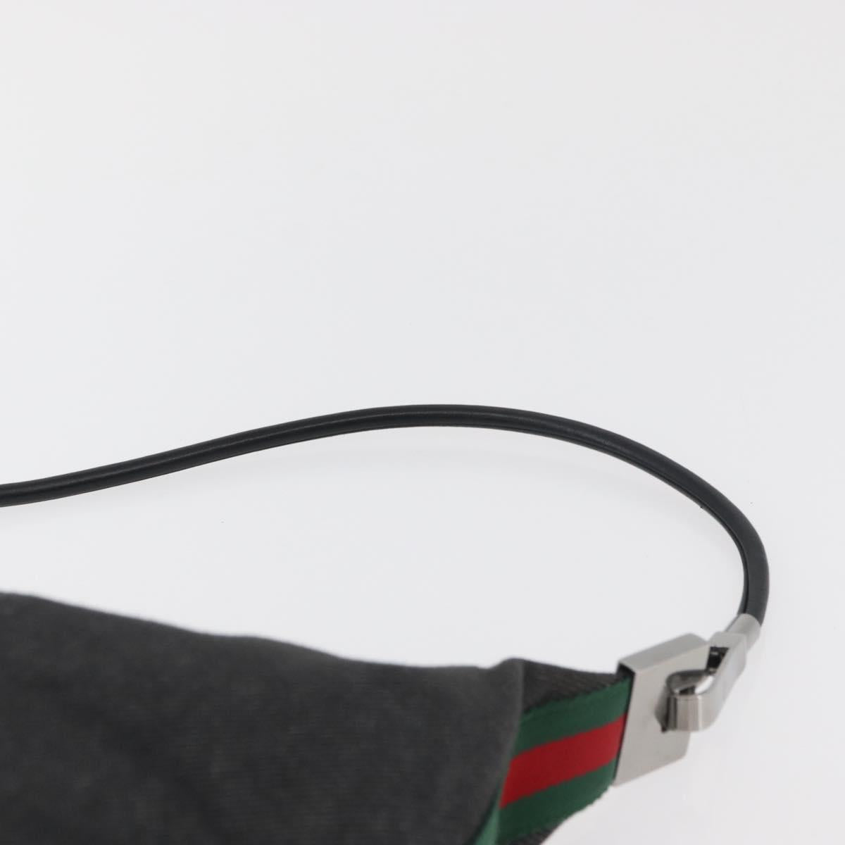 GUCCI Web Sherry Line Shoulder Bag Canvas Black Silver 01234 002058 Auth 182262