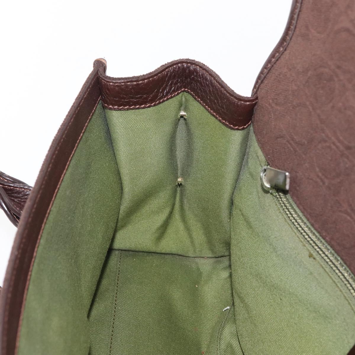 Salvatore Ferragamo Gancini Hand Bag Suede Brown Silver Auth 182264A