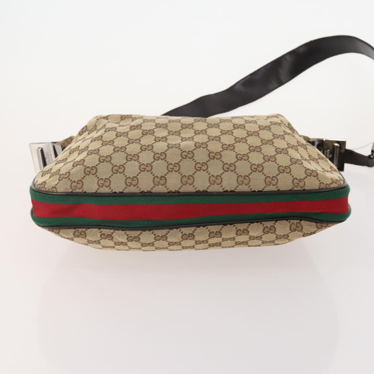 GUCCI GG Canvas Web Sherry Line Shoulder Bag 4 Set Beige Red Auth 182270