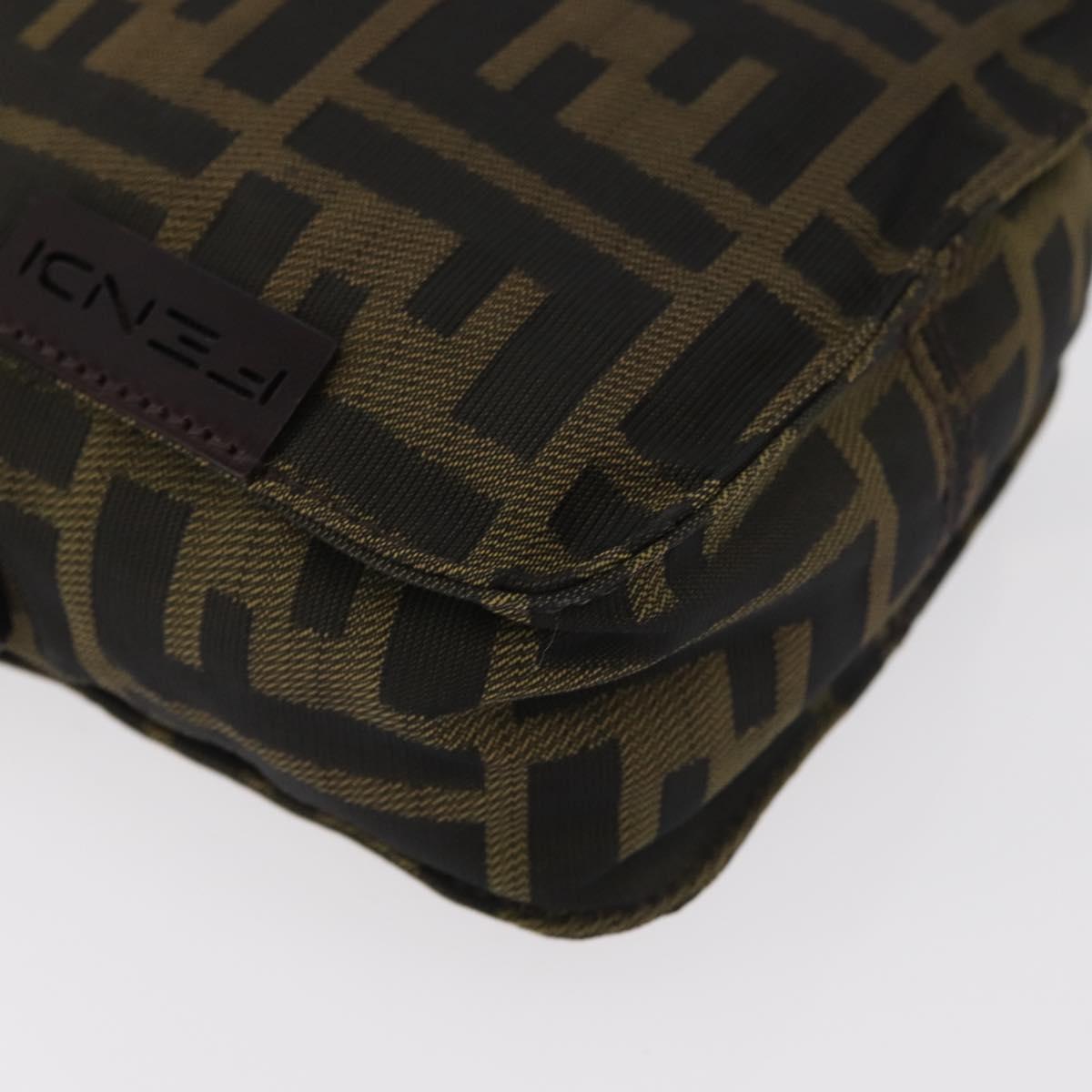 FENDI Zucca Canvas Shoulder Bag Black Brown Auth 182292V