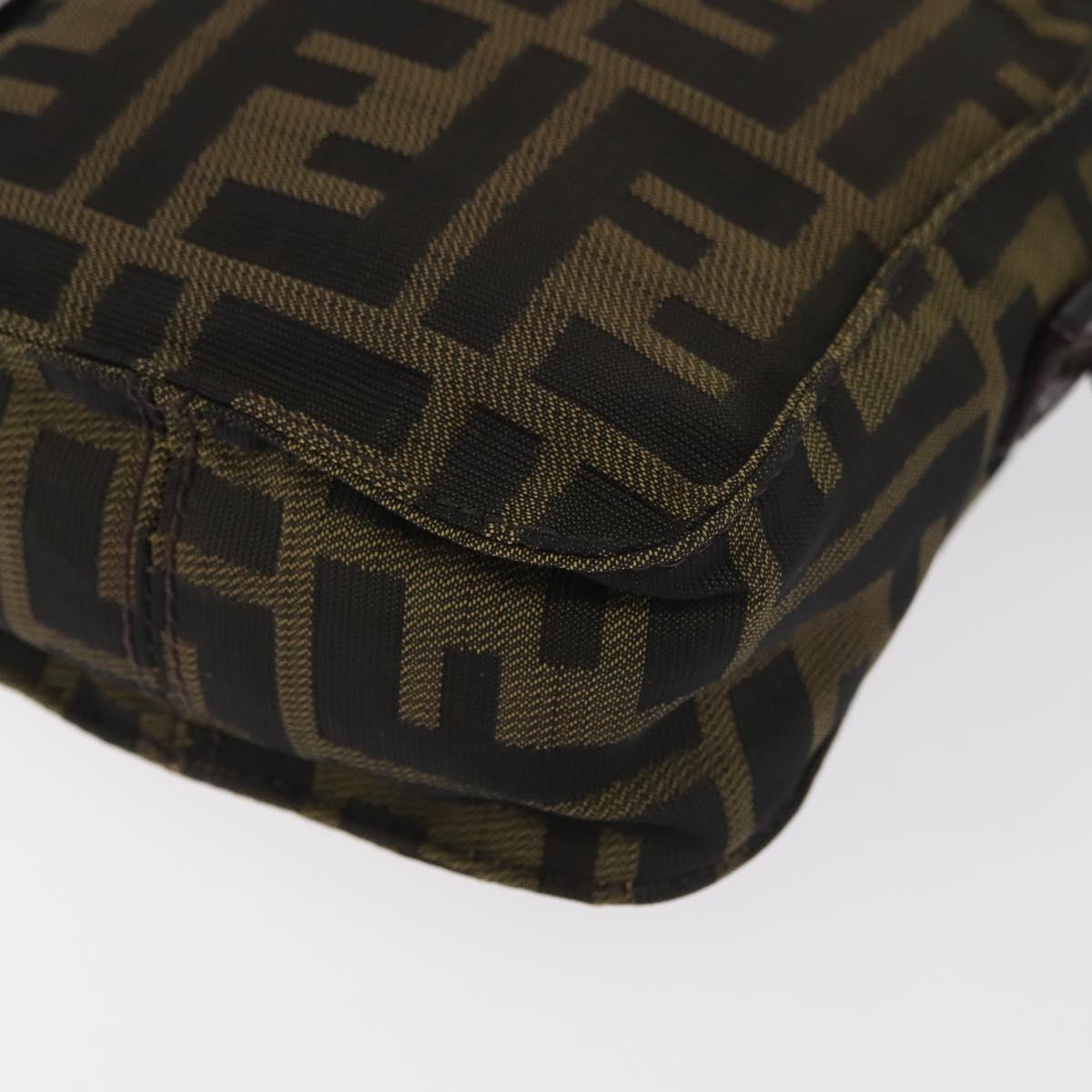 FENDI Zucca Canvas Shoulder Bag Black Brown Auth 182292V