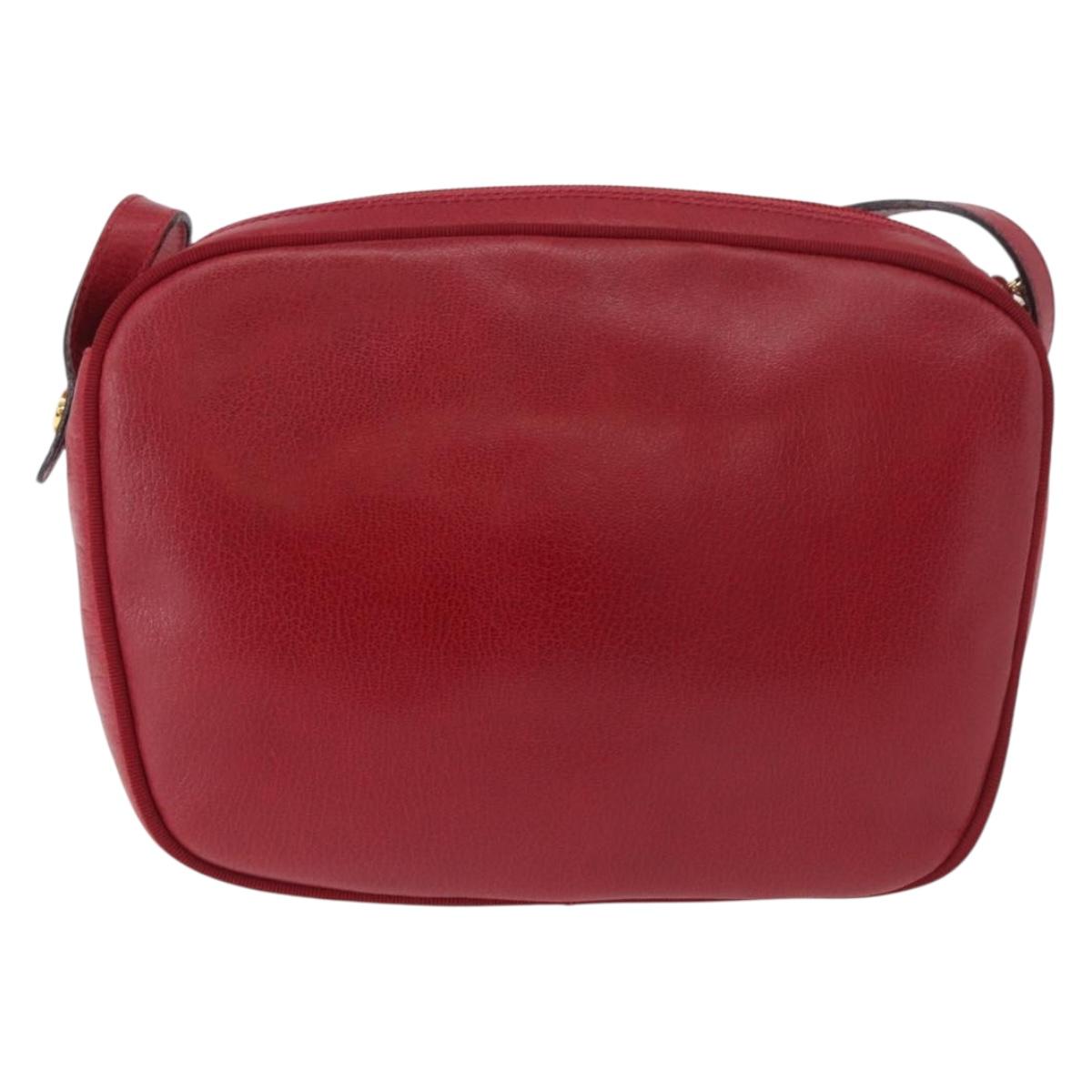 Salvatore Ferragamo Vala Shoulder Bag Leather Red Gold Auth 182294
