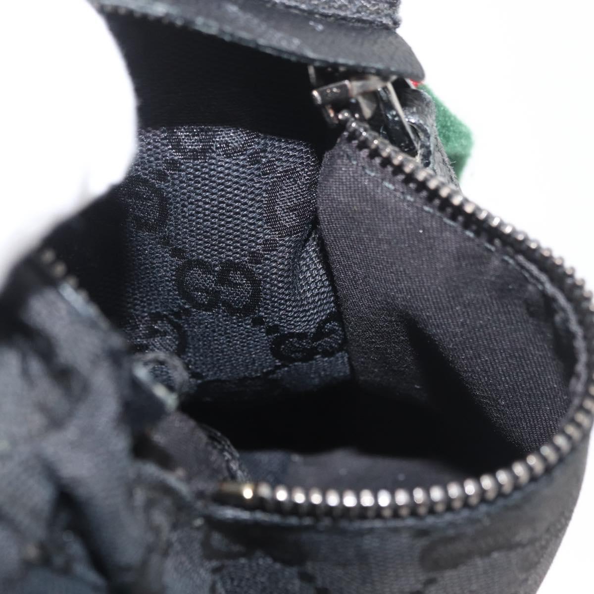 GUCCI GG Canvas Web Sherry Line Waist bag Black Silver 28566 Auth 182295