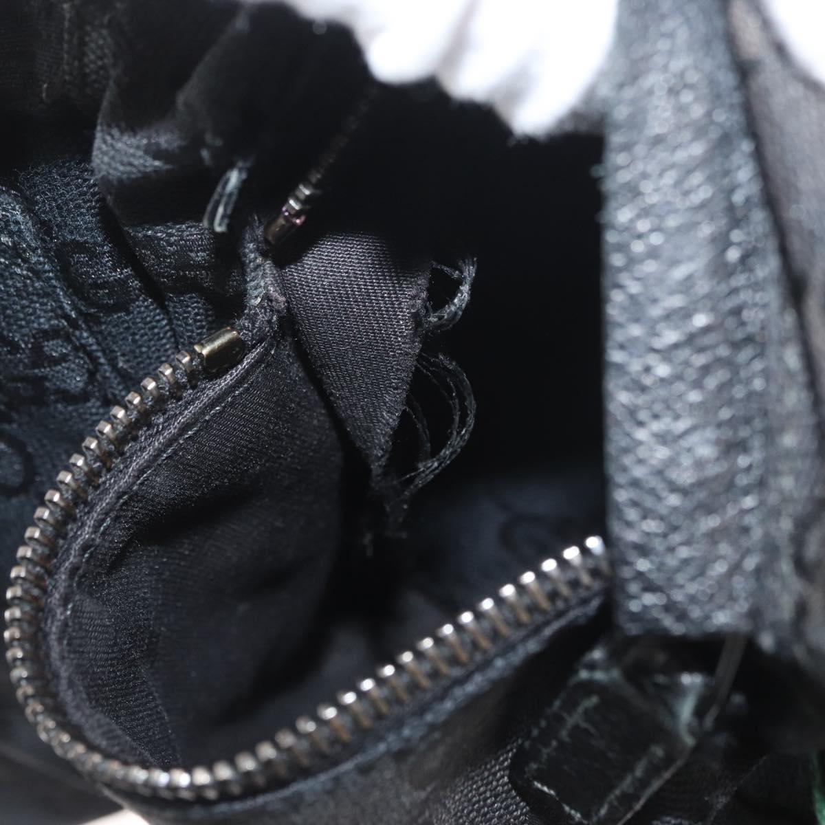 GUCCI GG Canvas Web Sherry Line Waist bag Black Silver 28566 Auth 182295