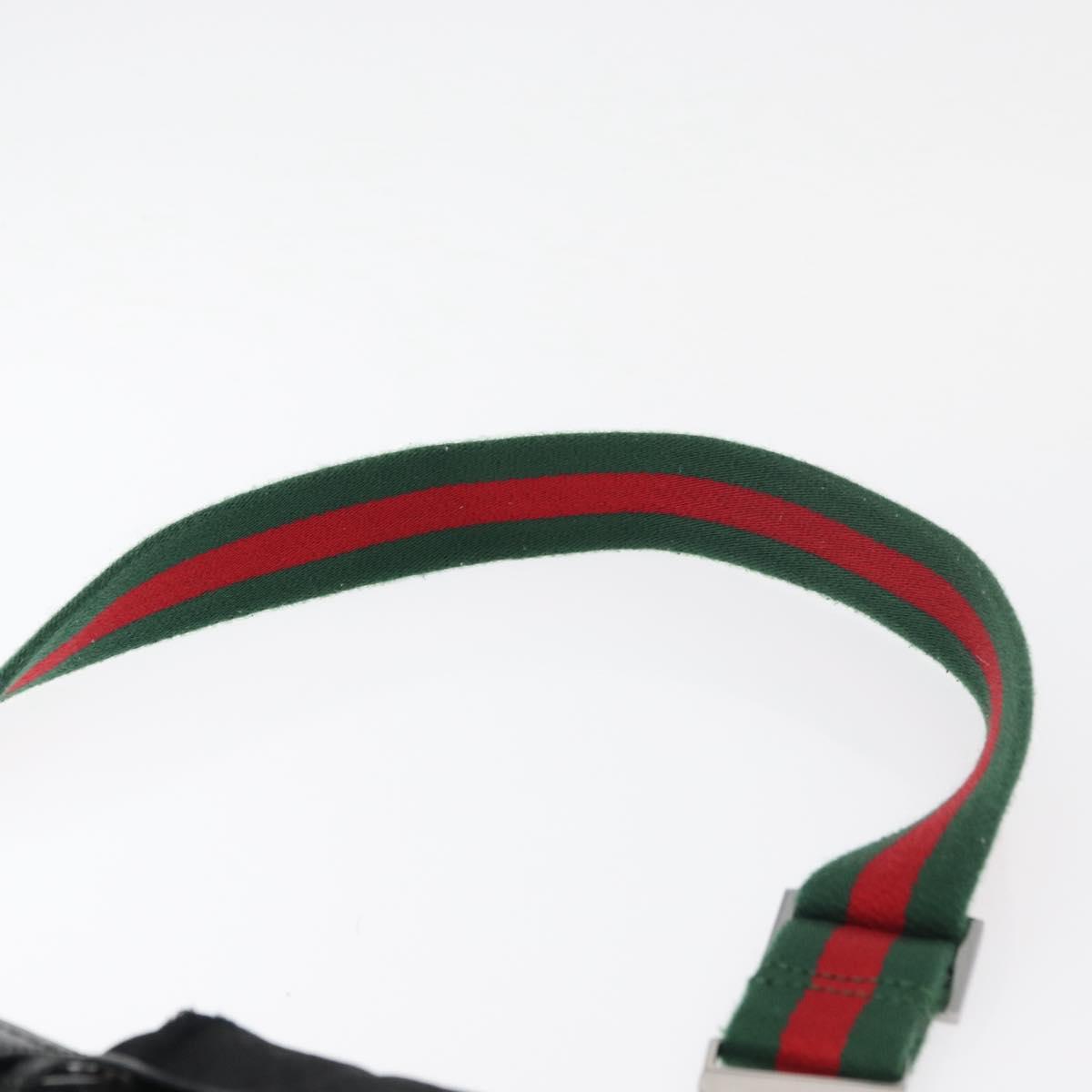 GUCCI GG Canvas Web Sherry Line Waist bag Black Silver 28566 Auth 182295