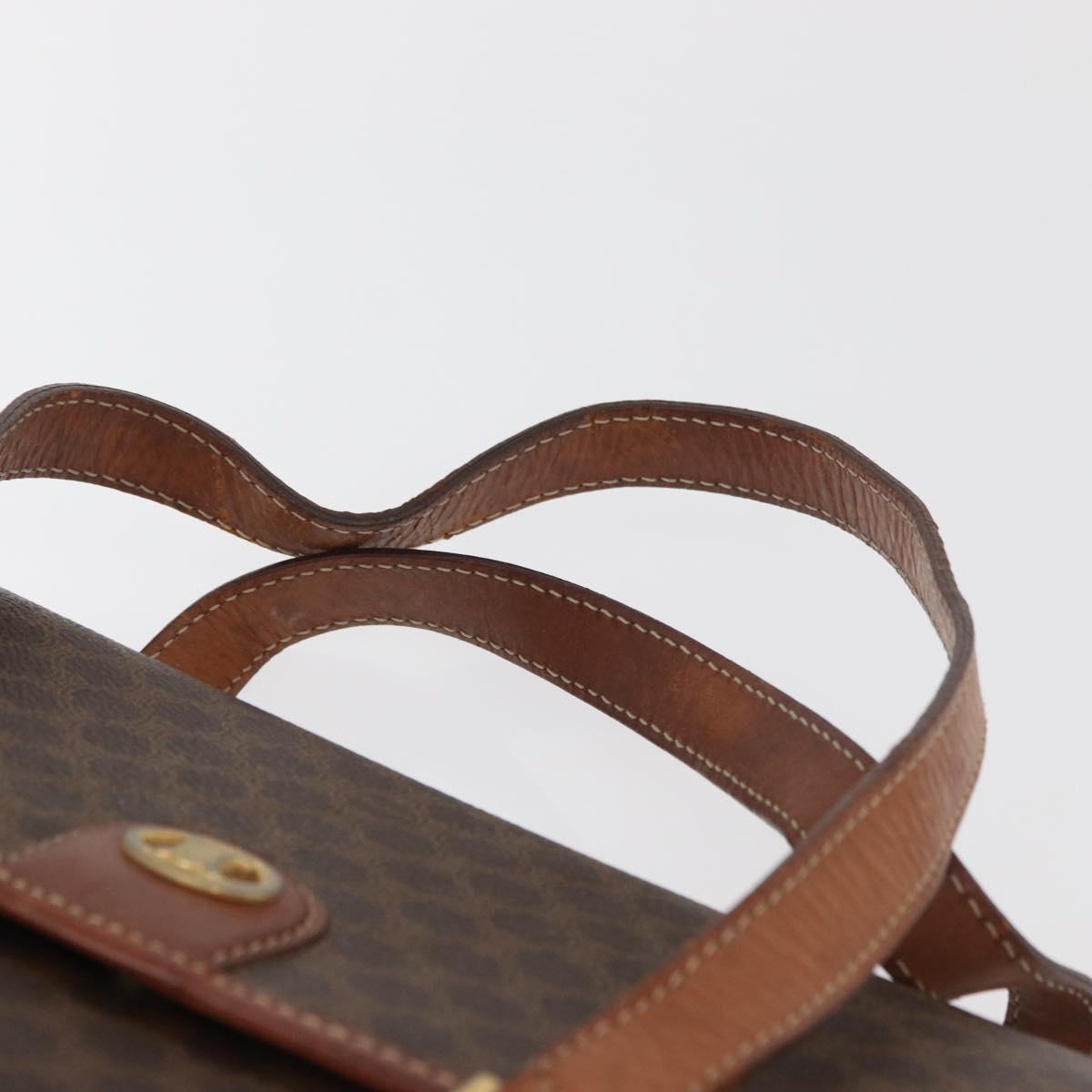 CELINE Macadam Canvas Hand Bag PVC Leather Brown Gold Auth 182298