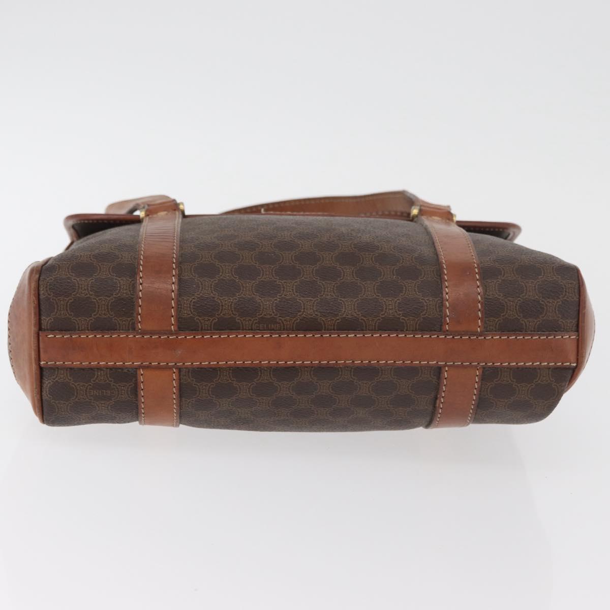 CELINE Macadam Canvas Hand Bag PVC Leather Brown Gold Auth 182298