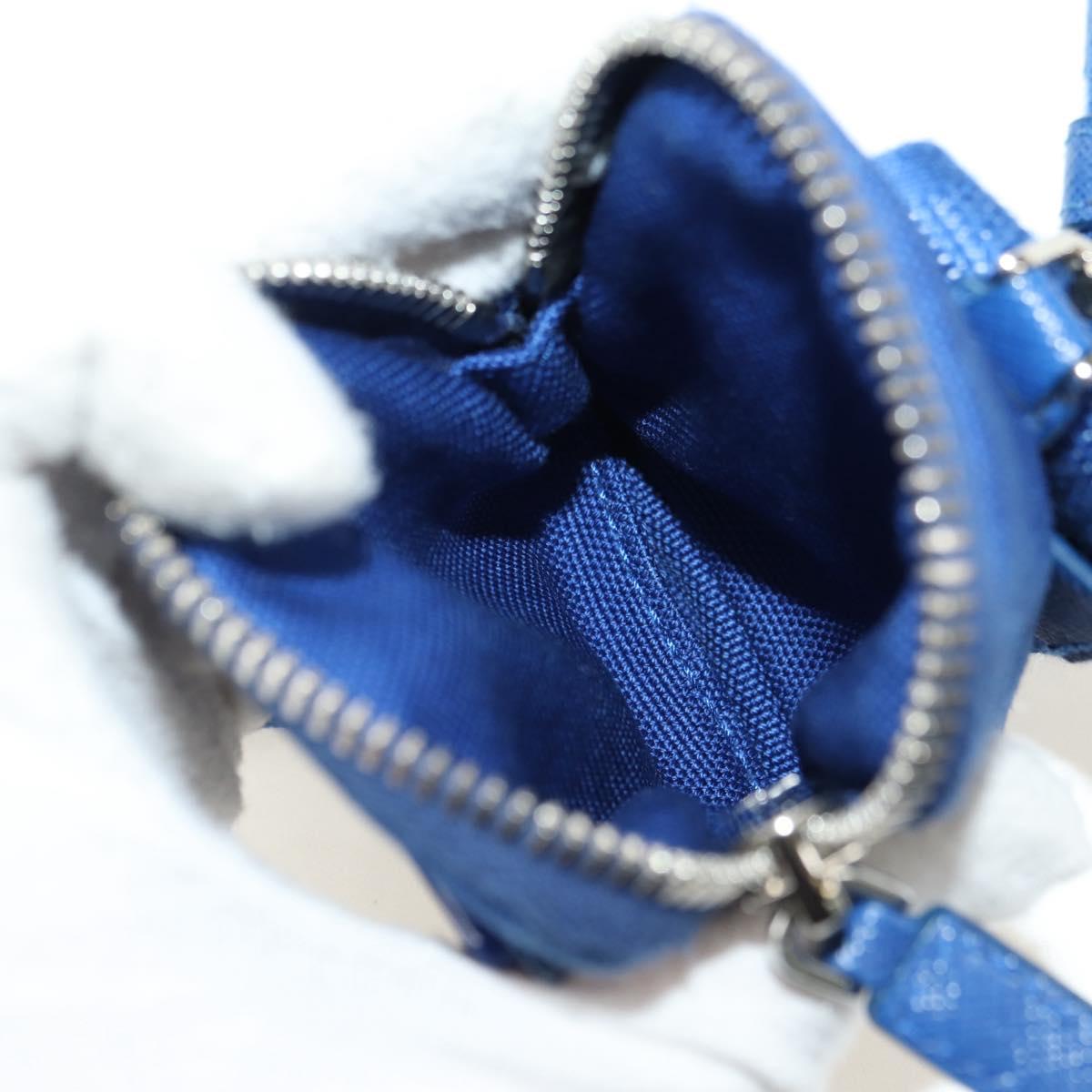 PRADA Shoulder Bag Canvas Blue Silver Auth 182306M