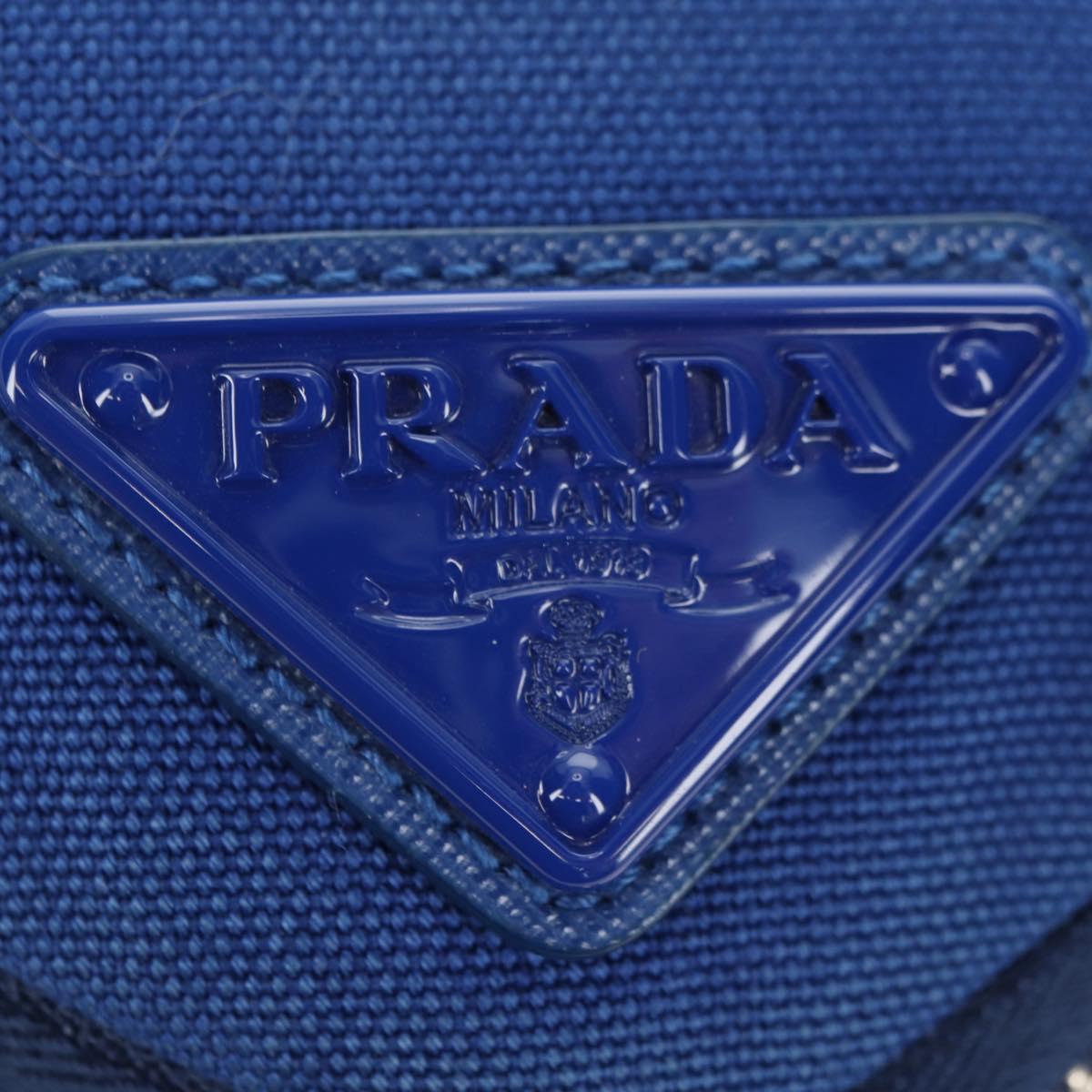 PRADA Shoulder Bag Canvas Blue Silver Auth 182306M