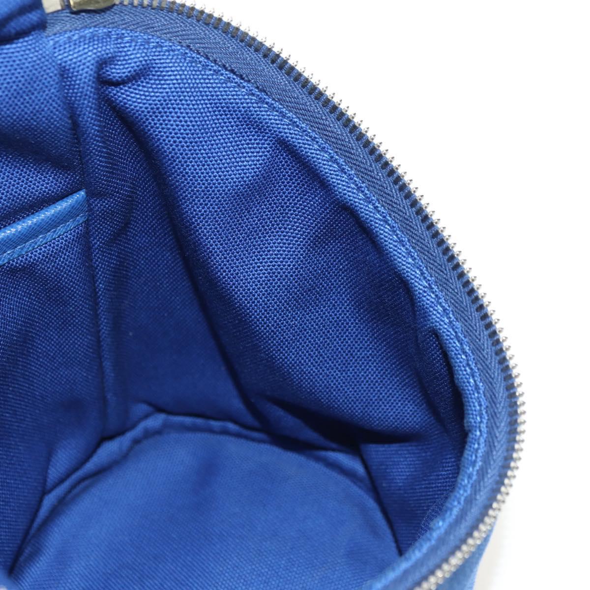 PRADA Shoulder Bag Canvas Blue Silver Auth 182306M