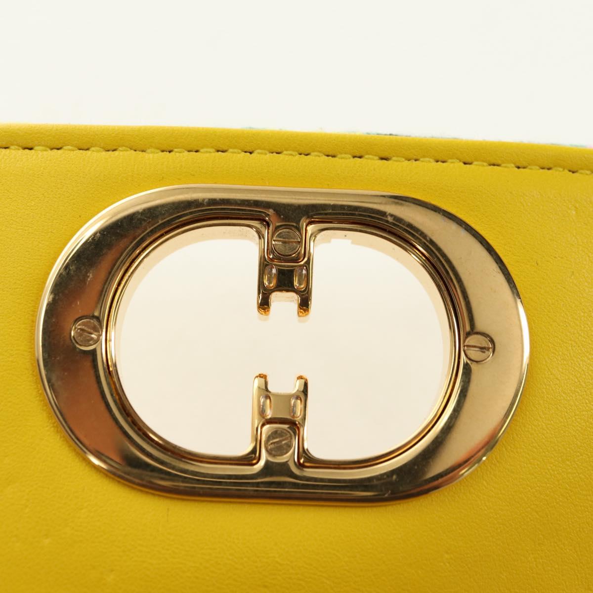 Christian Dior Caro Chain Shoulder Bag Canvas Beads Green Gold Auth 182308SM