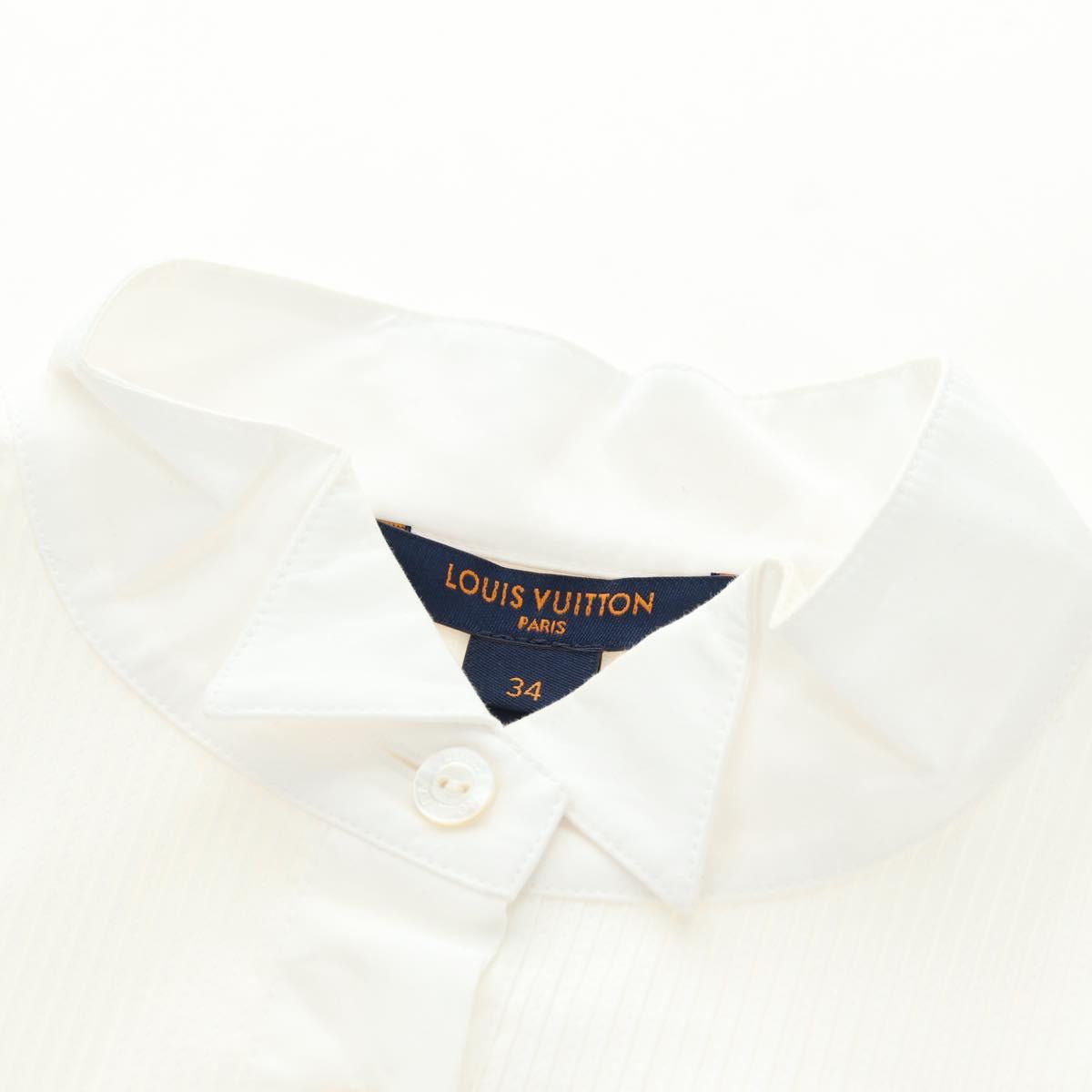 LOUIS VUITTON Long sleeve Shirt cotton 34 White LV Auth 182326M