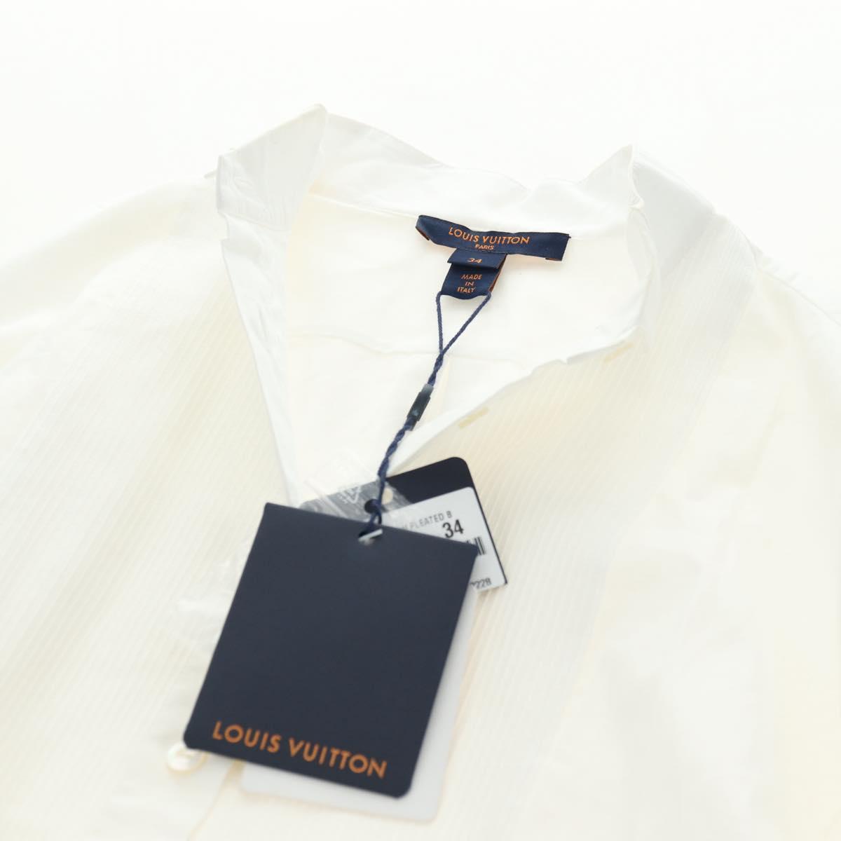 LOUIS VUITTON Long sleeve Shirt cotton 34 White LV Auth 182326M