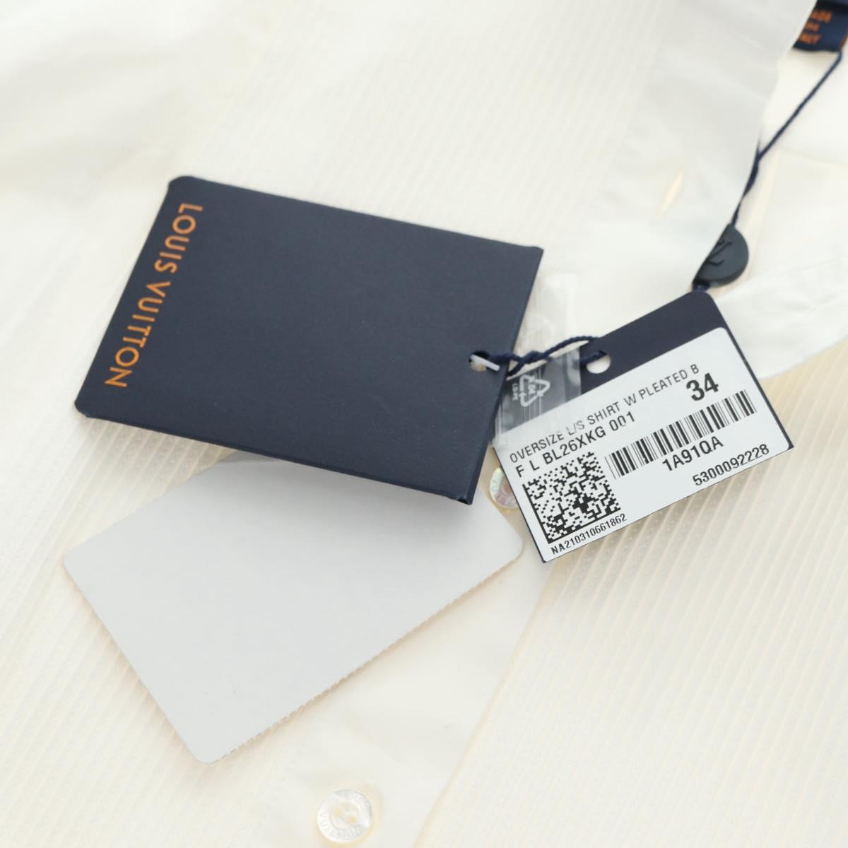 LOUIS VUITTON Long sleeve Shirt cotton 34 White LV Auth 182326M