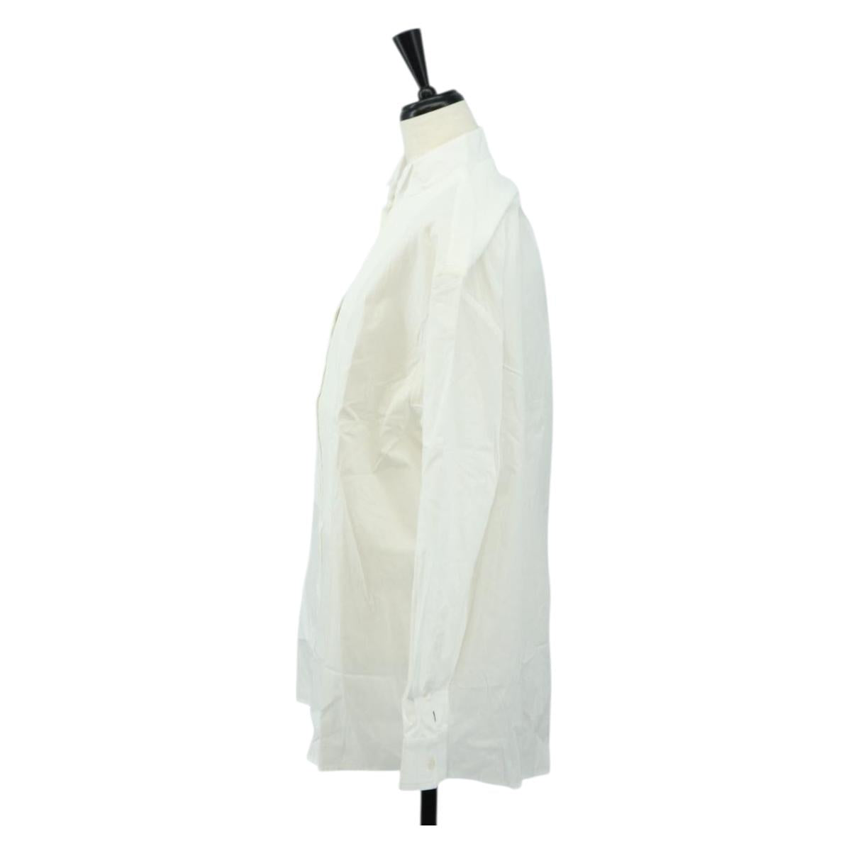 LOUIS VUITTON Long sleeve Shirt cotton 34 White LV Auth 182326M