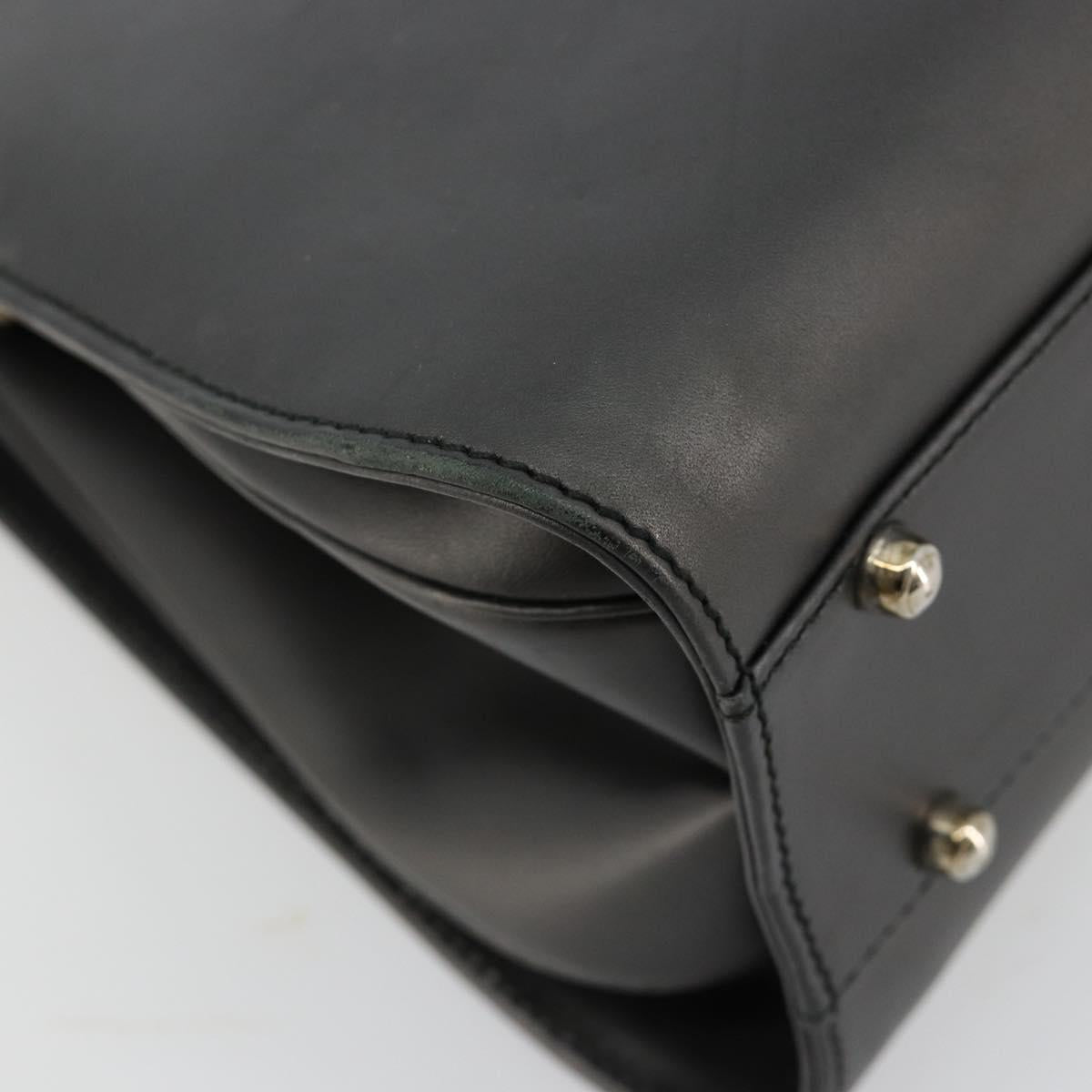 GUCCI Hand Bag Leather Black Silver 000 2046 0300 Auth 182352