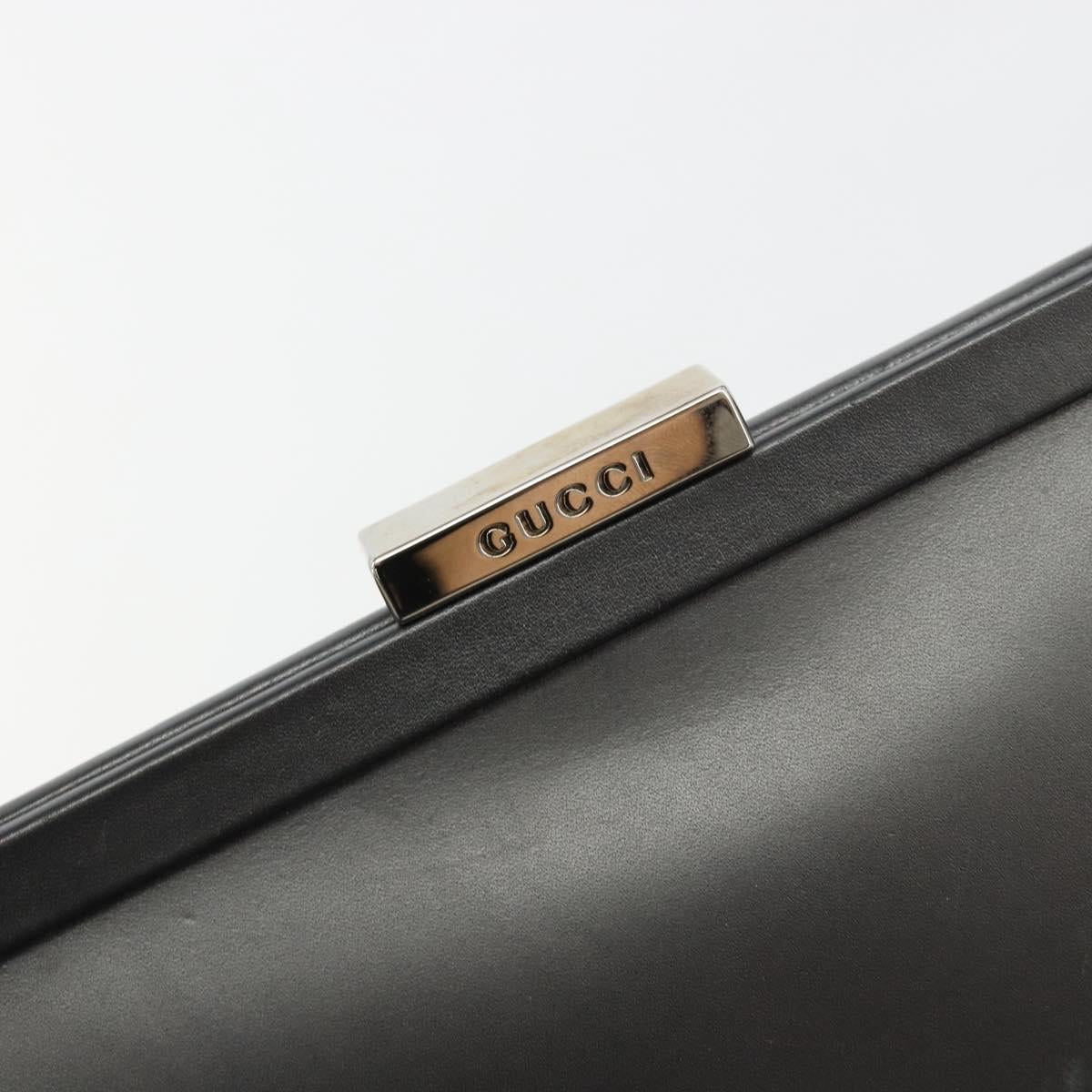 GUCCI Hand Bag Leather Black Silver 000 2046 0300 Auth 182352