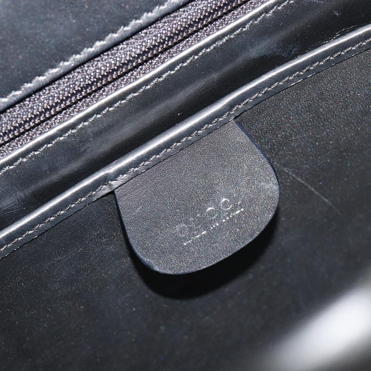GUCCI Hand Bag Leather Black Silver 000 2046 0300 Auth 182352