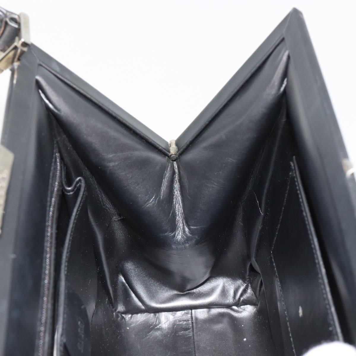GUCCI Hand Bag Leather Black Silver 000 2046 0300 Auth 182352