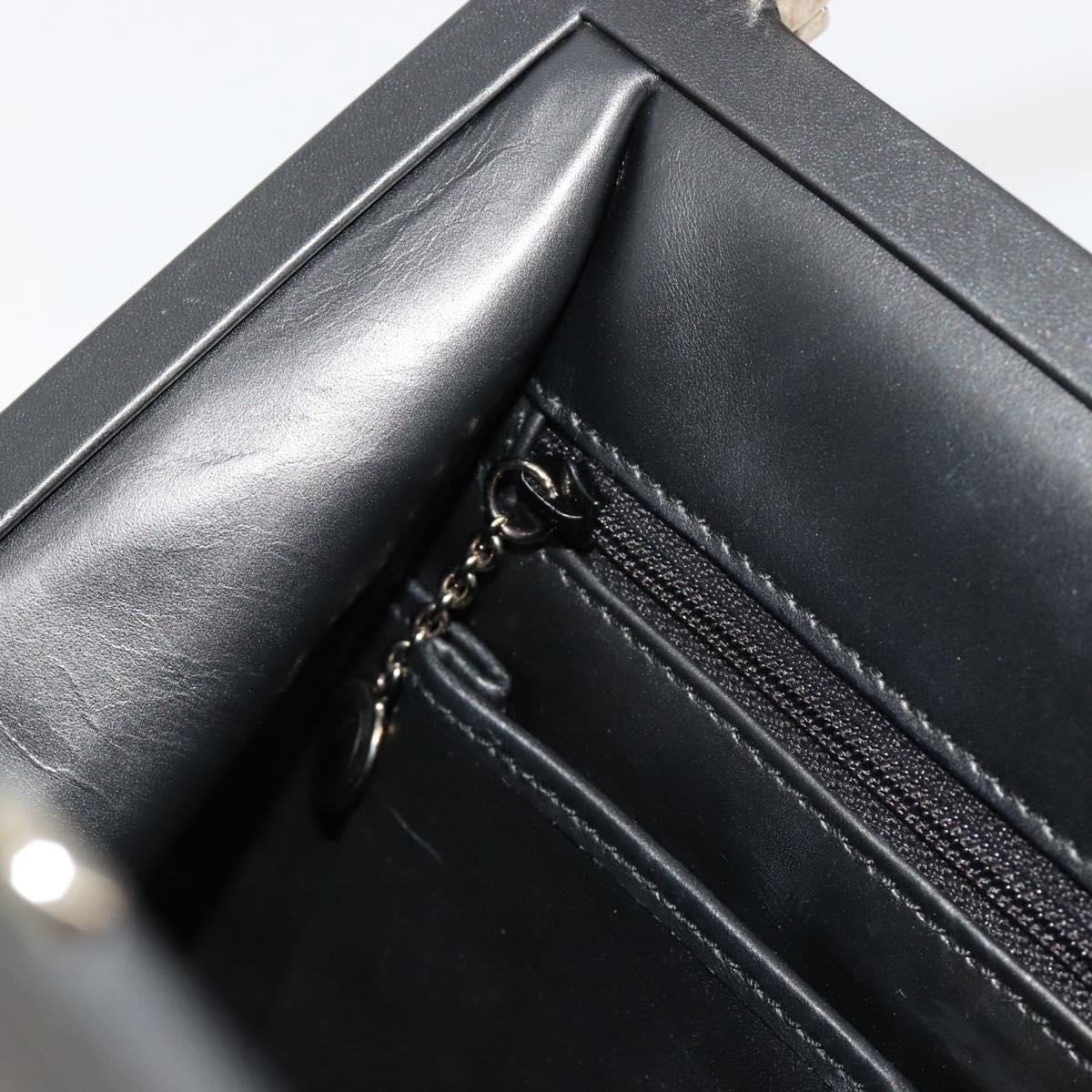 GUCCI Hand Bag Leather Black Silver 000 2046 0300 Auth 182352