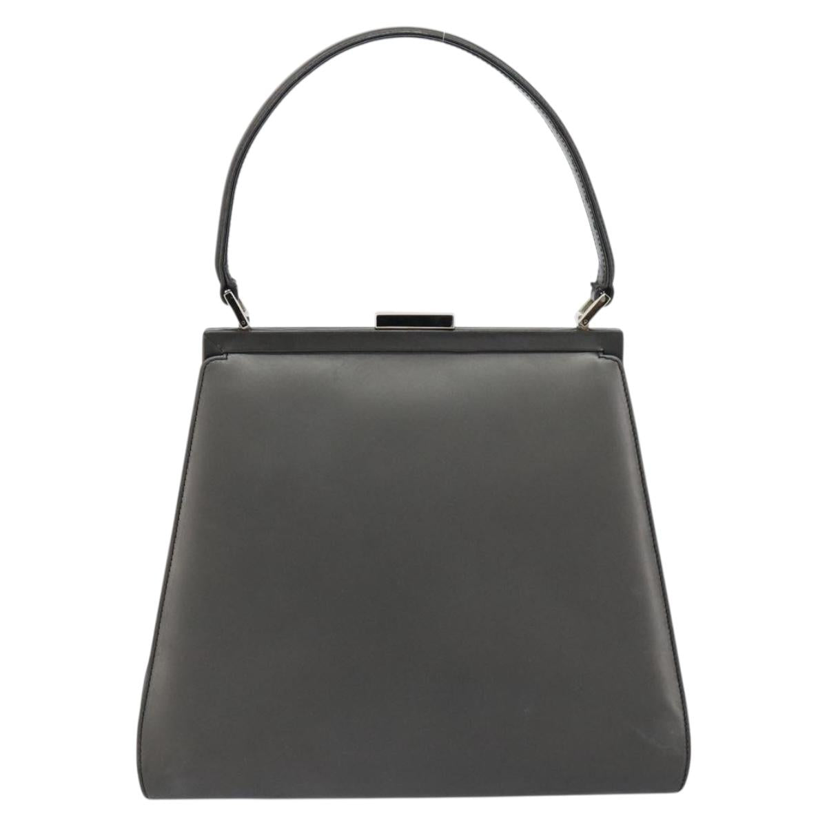 GUCCI Hand Bag Leather Black Silver 000 2046 0300 Auth 182352