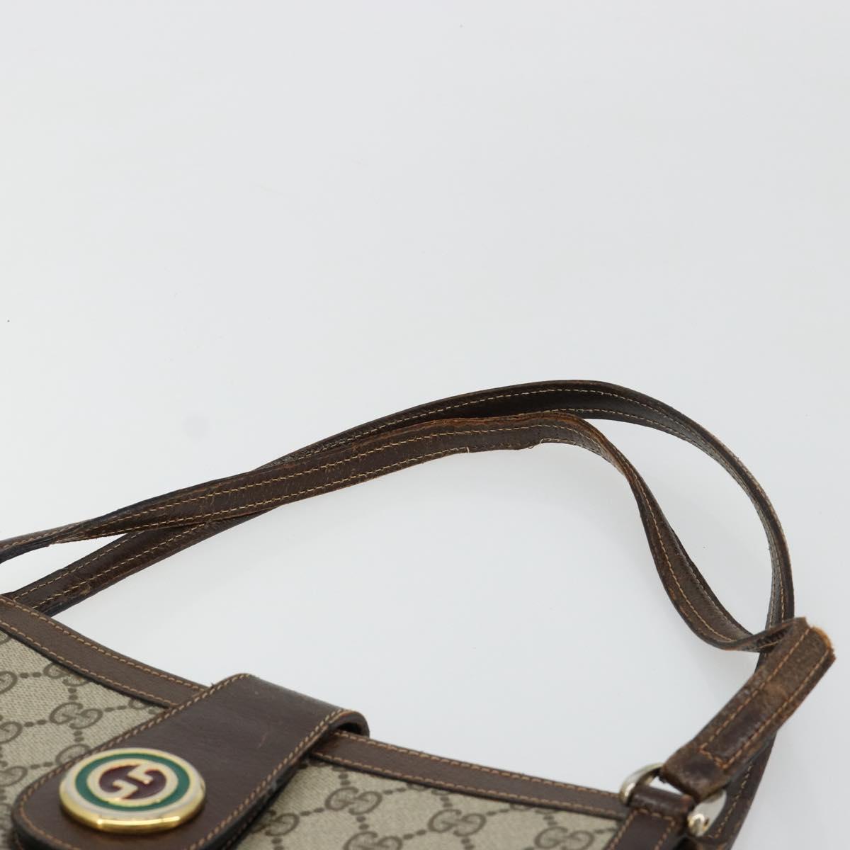 GUCCI GG Supreme Shoulder Bag PVC Beige Gold Auth 182353