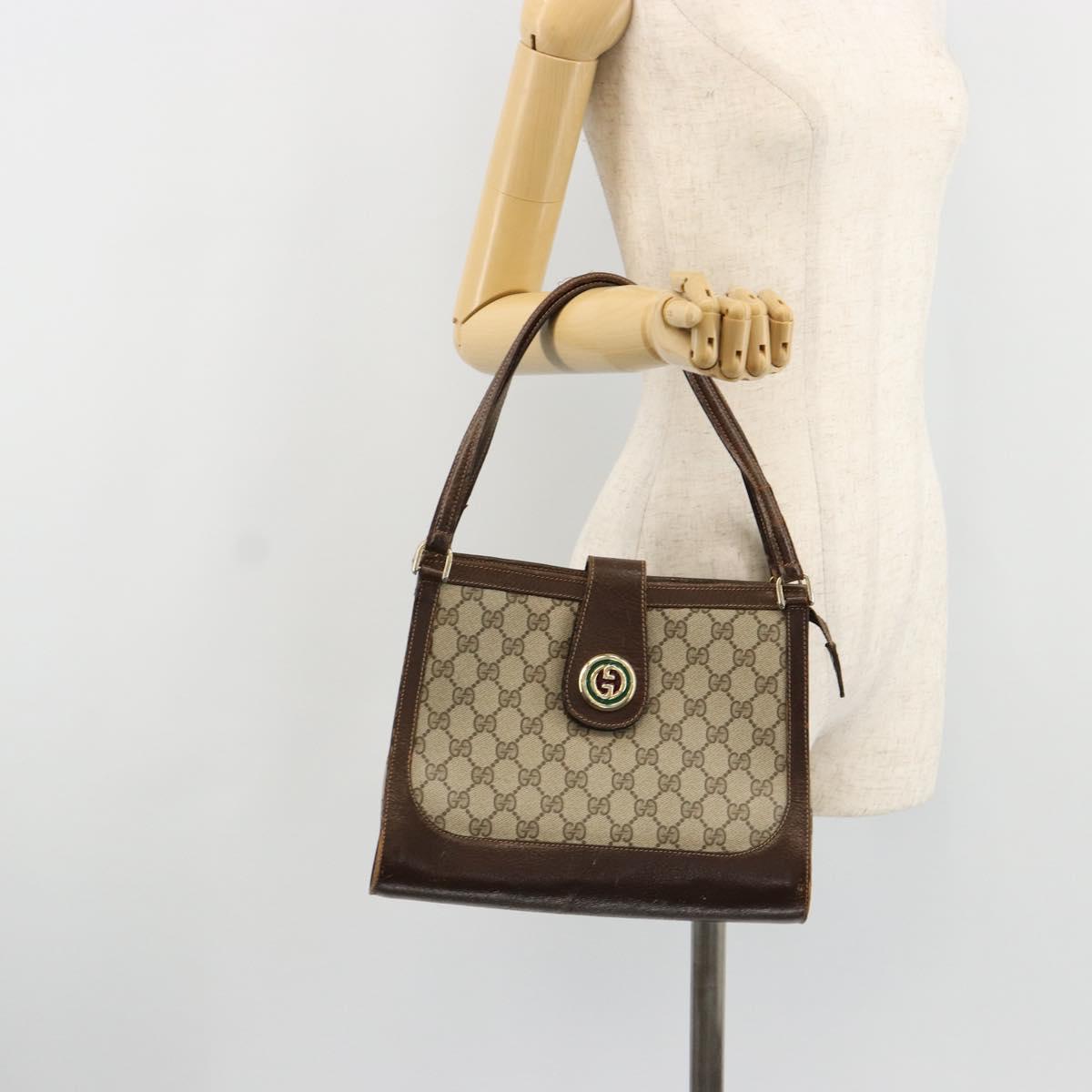 GUCCI GG Supreme Shoulder Bag PVC Beige Gold Auth 182353