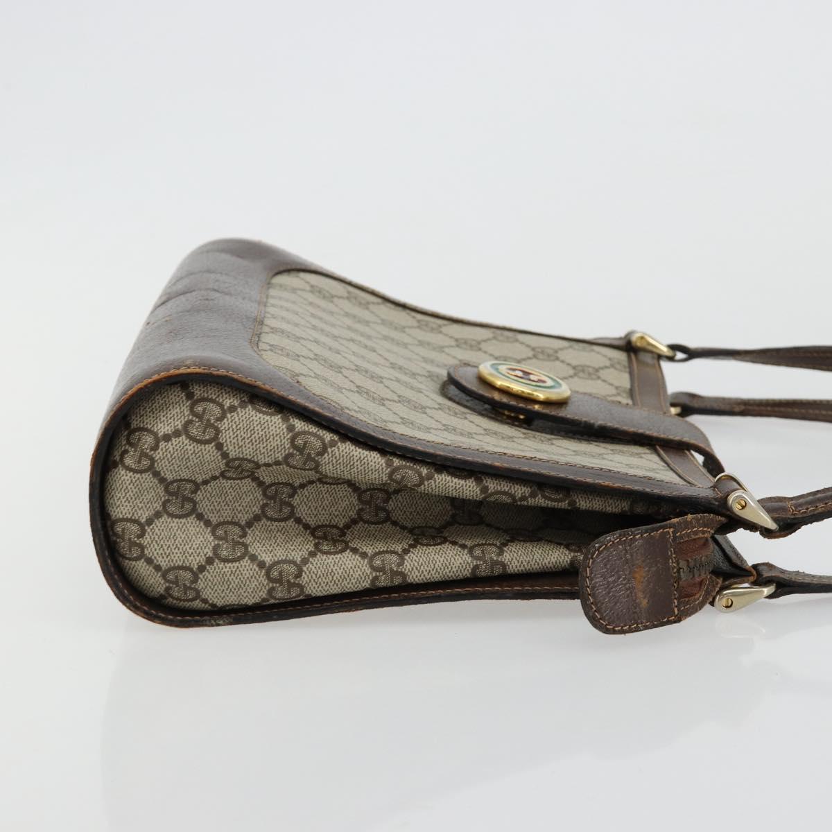 GUCCI GG Supreme Shoulder Bag PVC Beige Gold Auth 182353