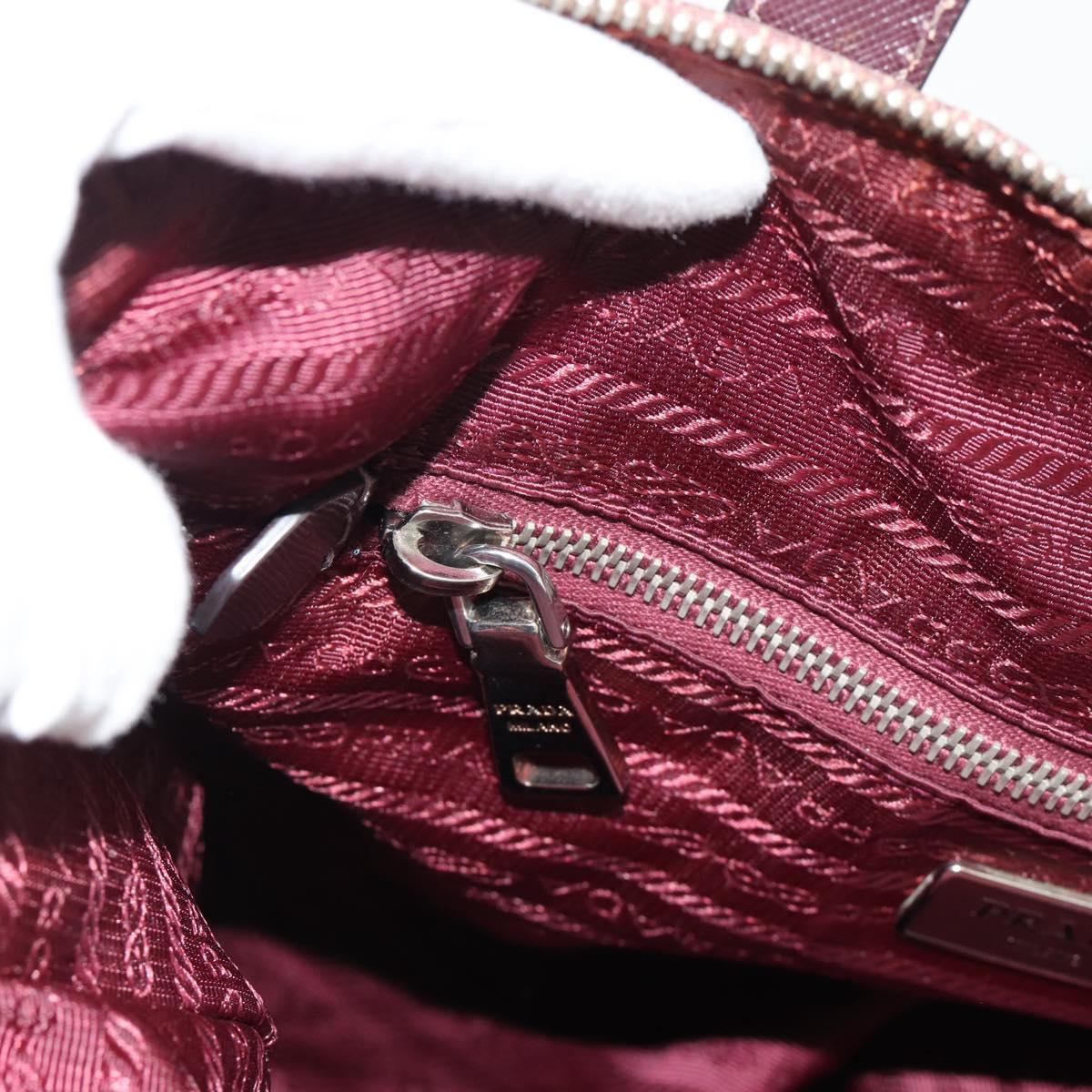 PRADA Hand Bag Canvas 2way Red Silver Auth 182354